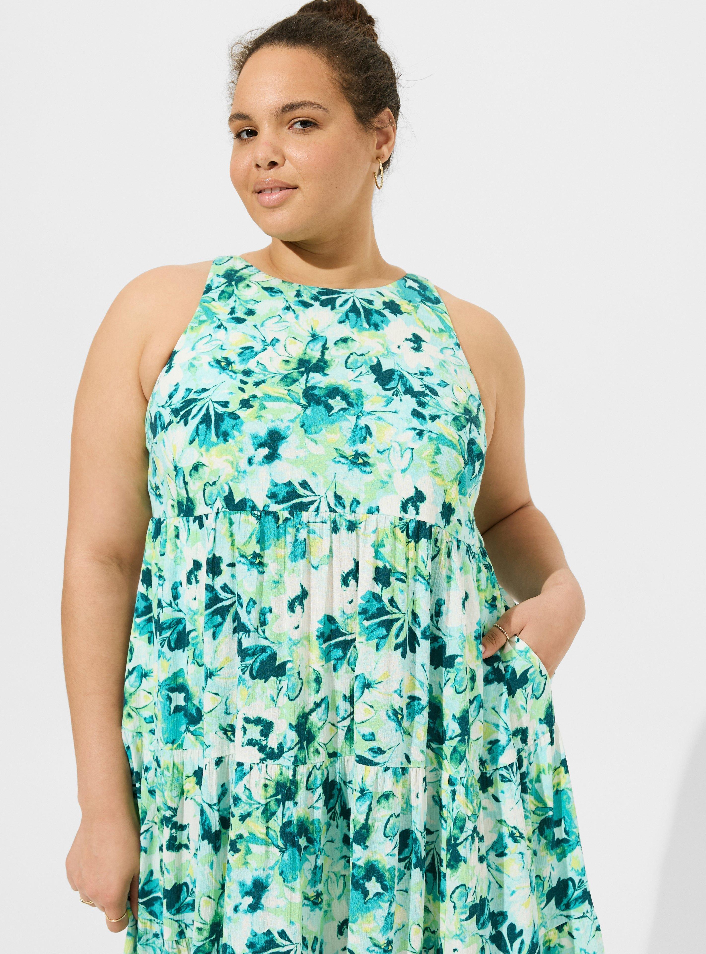 Plus Size Maxi Washable Gauze Halter Tiered Dress Torrid