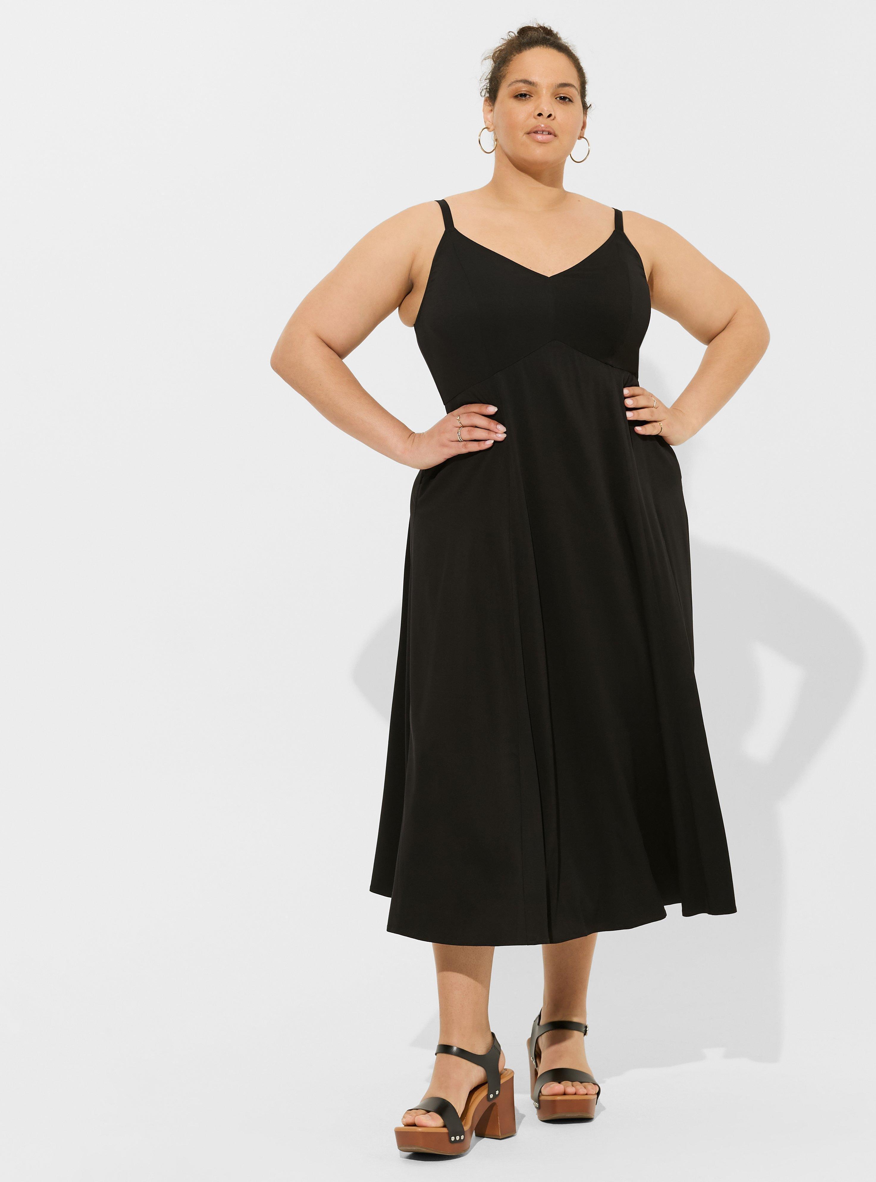 Tea Length Stretch Challis Trapeze Dress