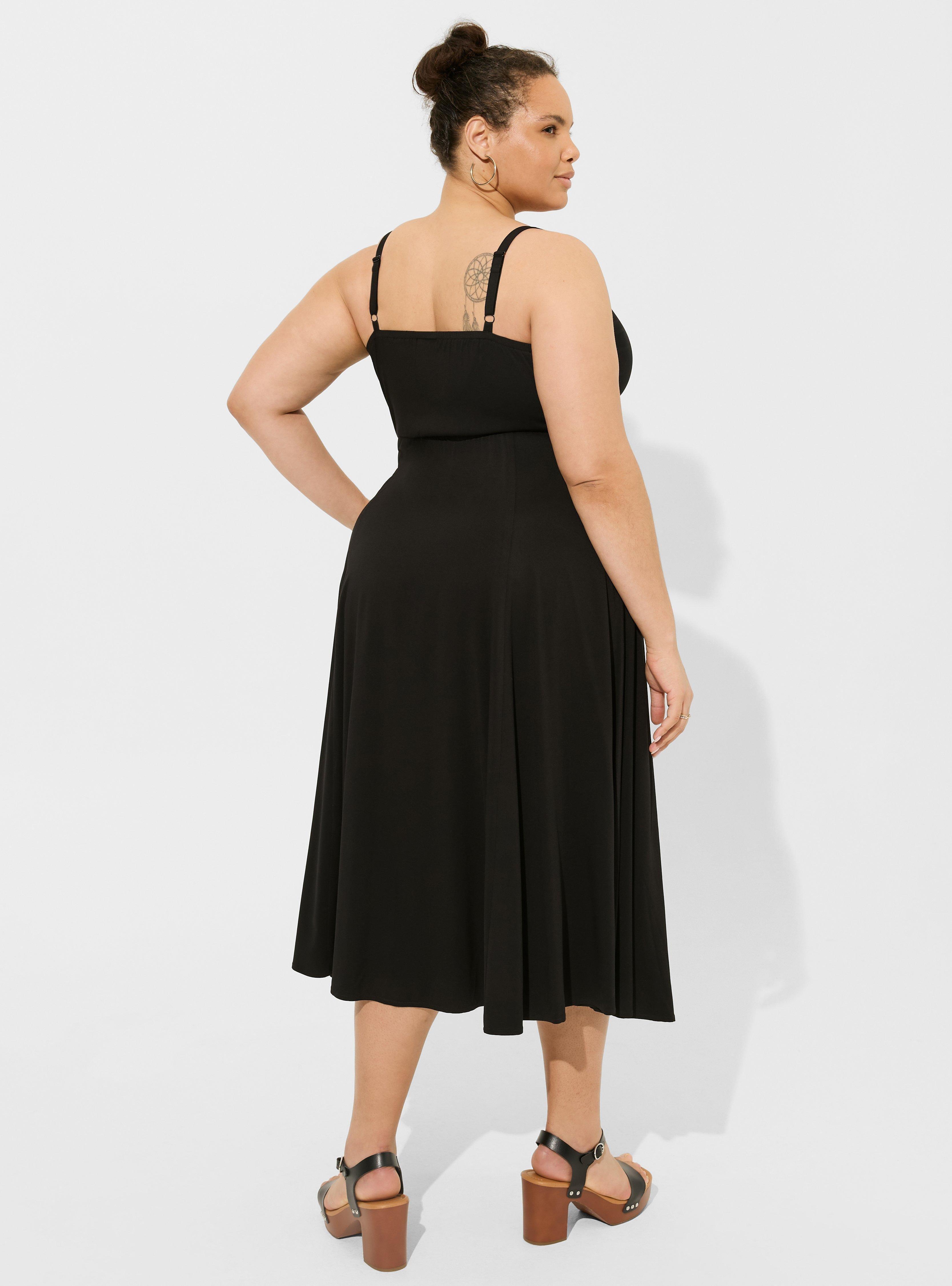 Tea Length Stretch Challis Trapeze Dress