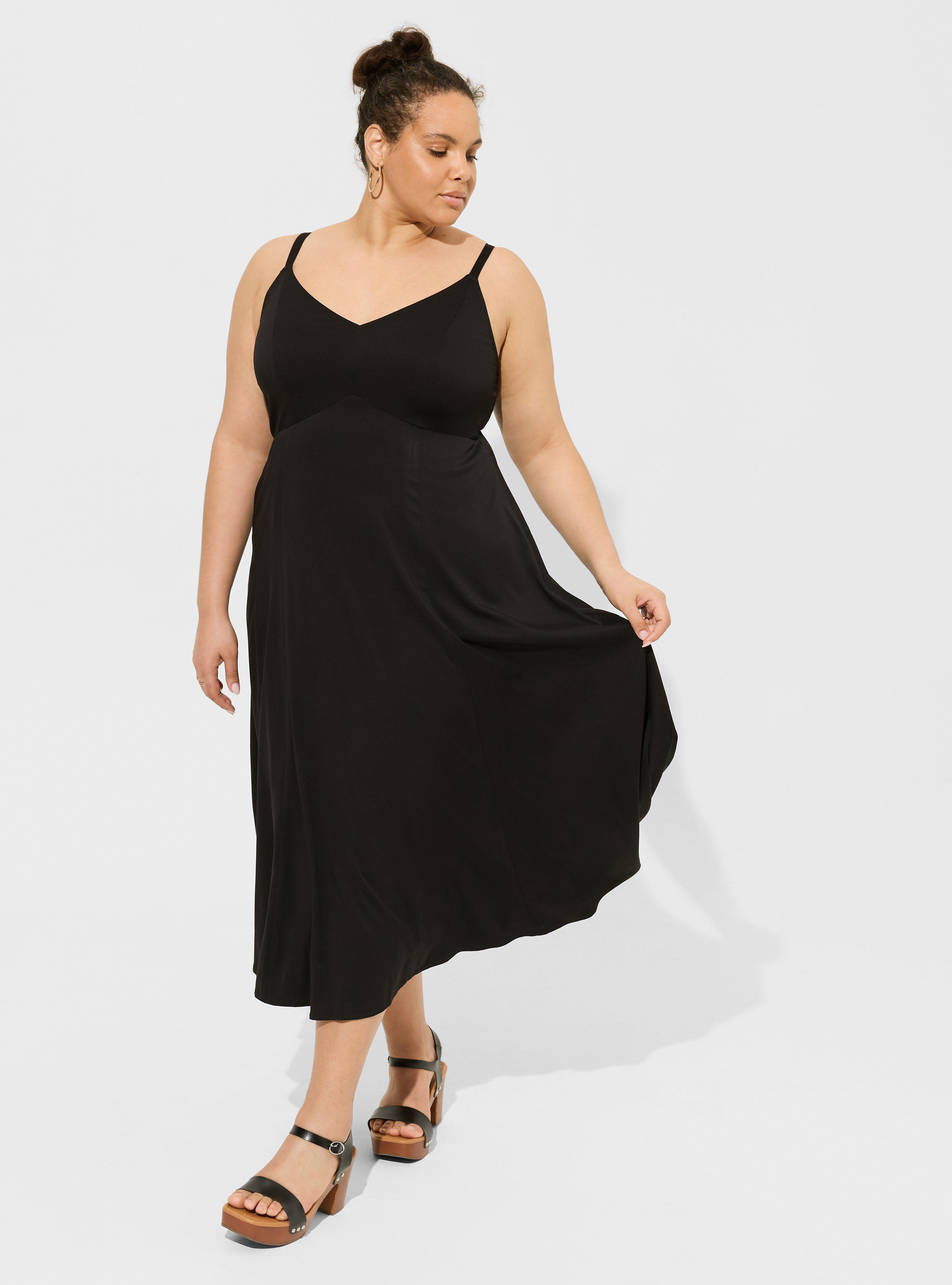 Tea Length Stretch Challis Trapeze Dress