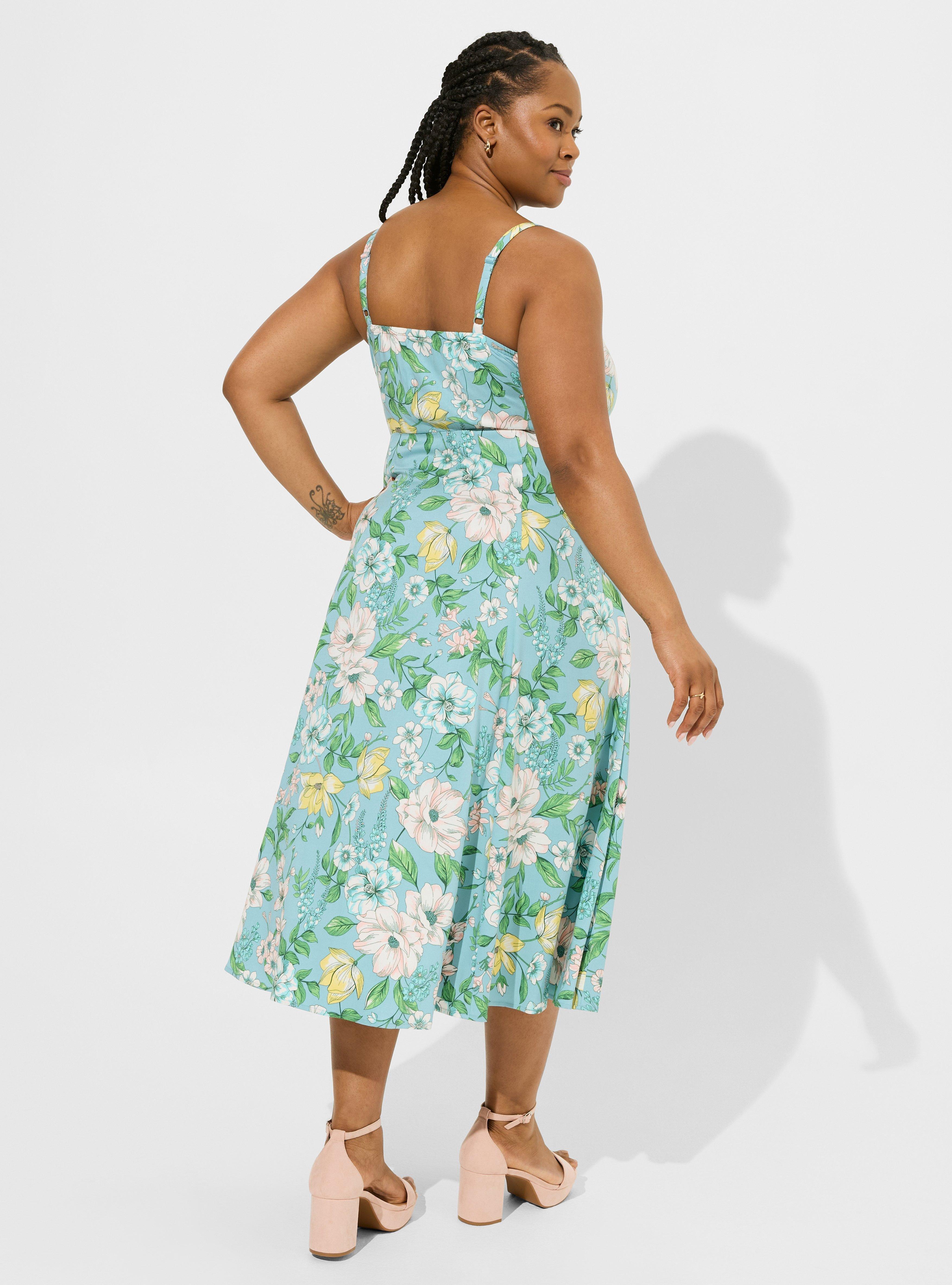 Tea Length Stretch Challis Trapeze Dress