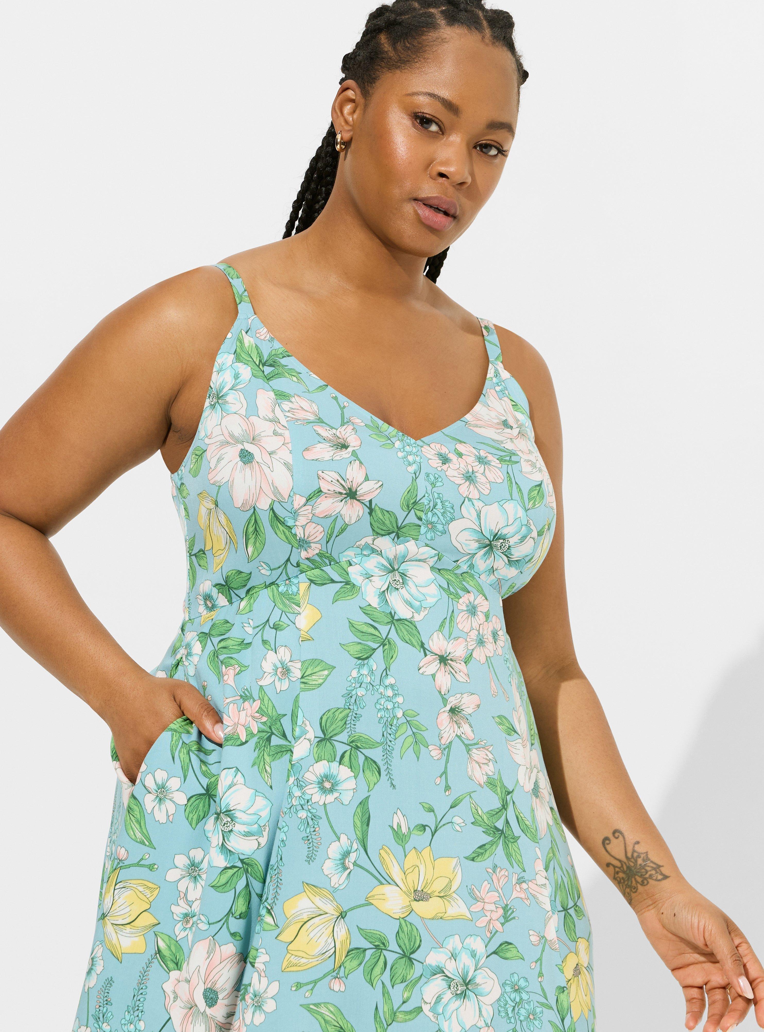 Tea Length Stretch Challis Trapeze Dress