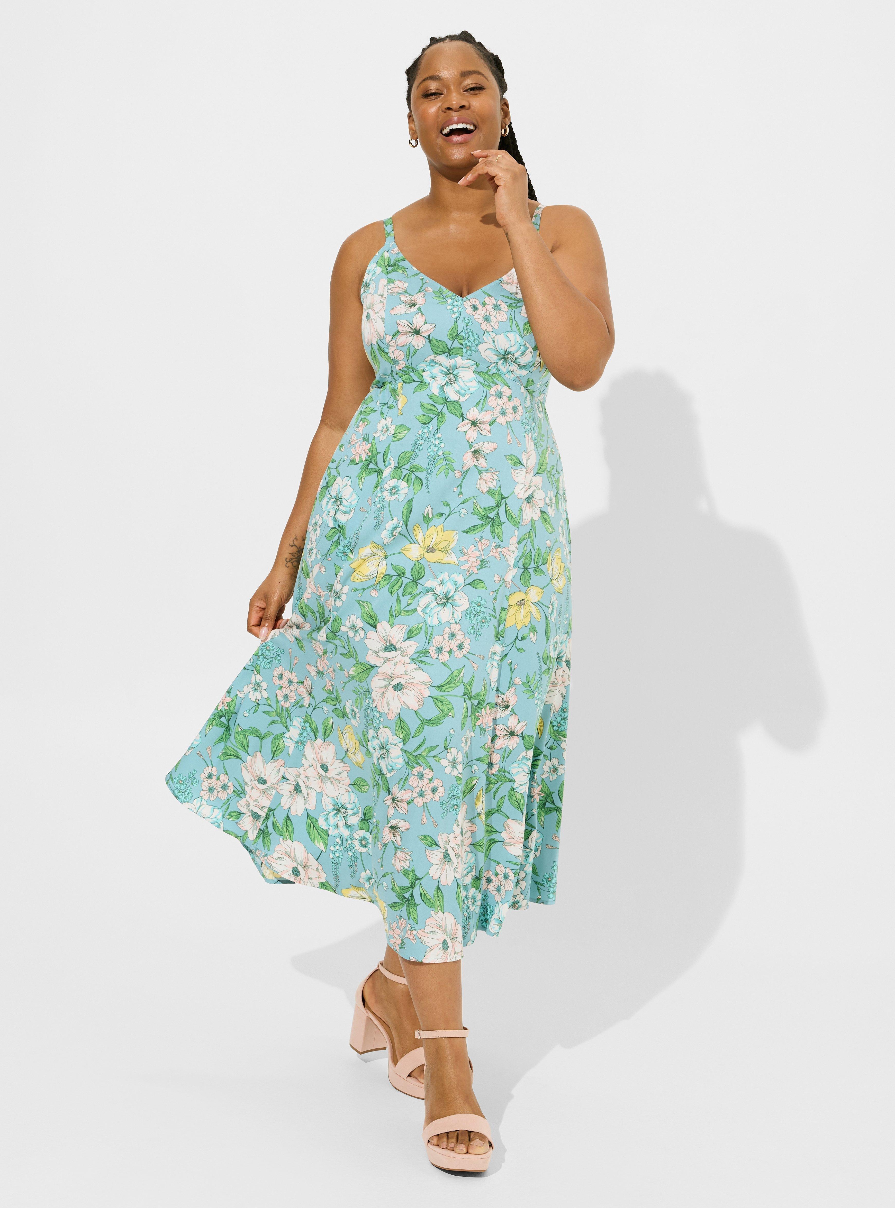 TORRID Tea Length Challis Off-Shoulder Dress