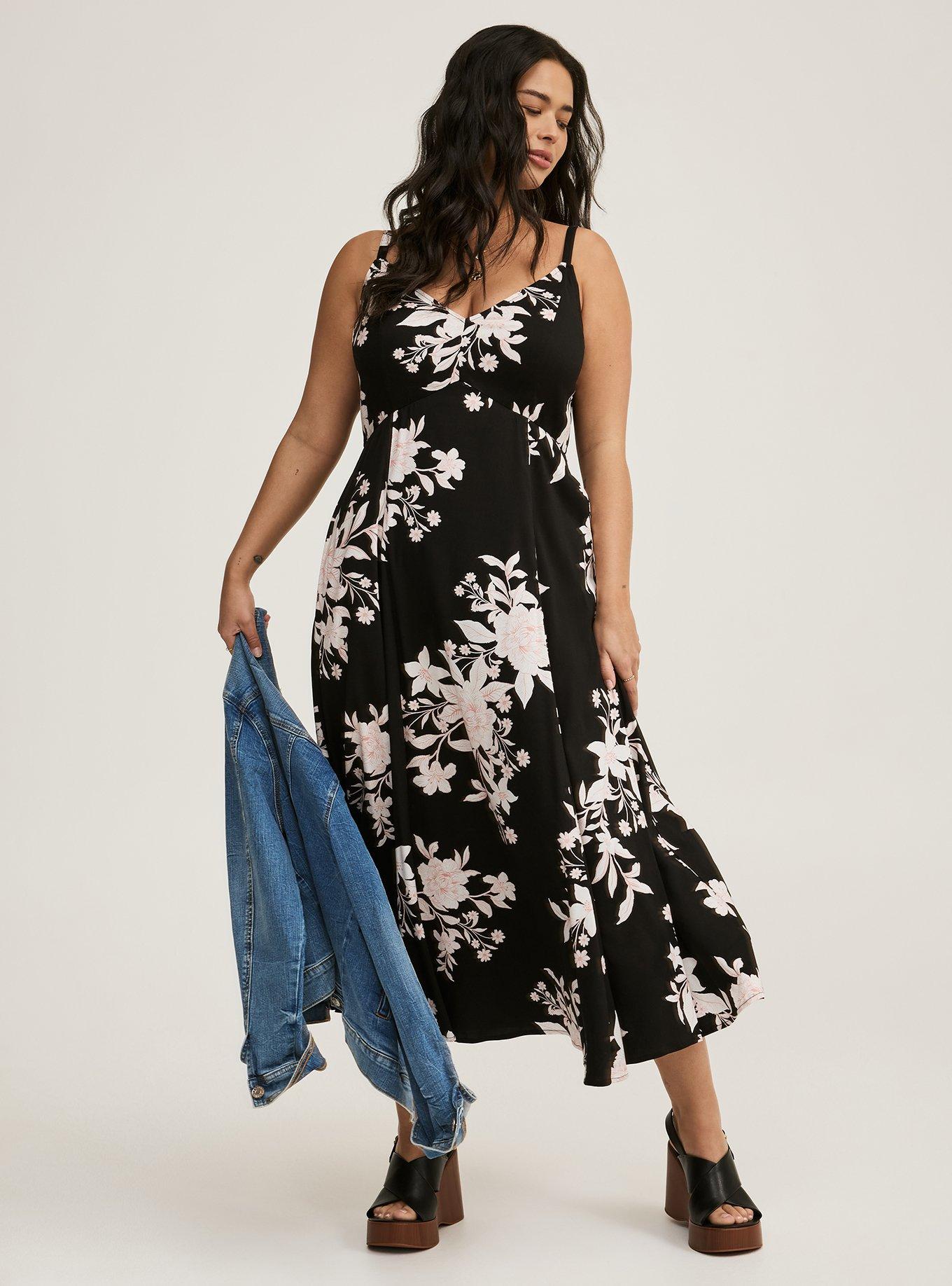 Plus Size - Tea Length Stretch Challis Trapeze Dress - Torrid Plus Size - Tea Length Stretch Challis Trapeze Dress - Torrid