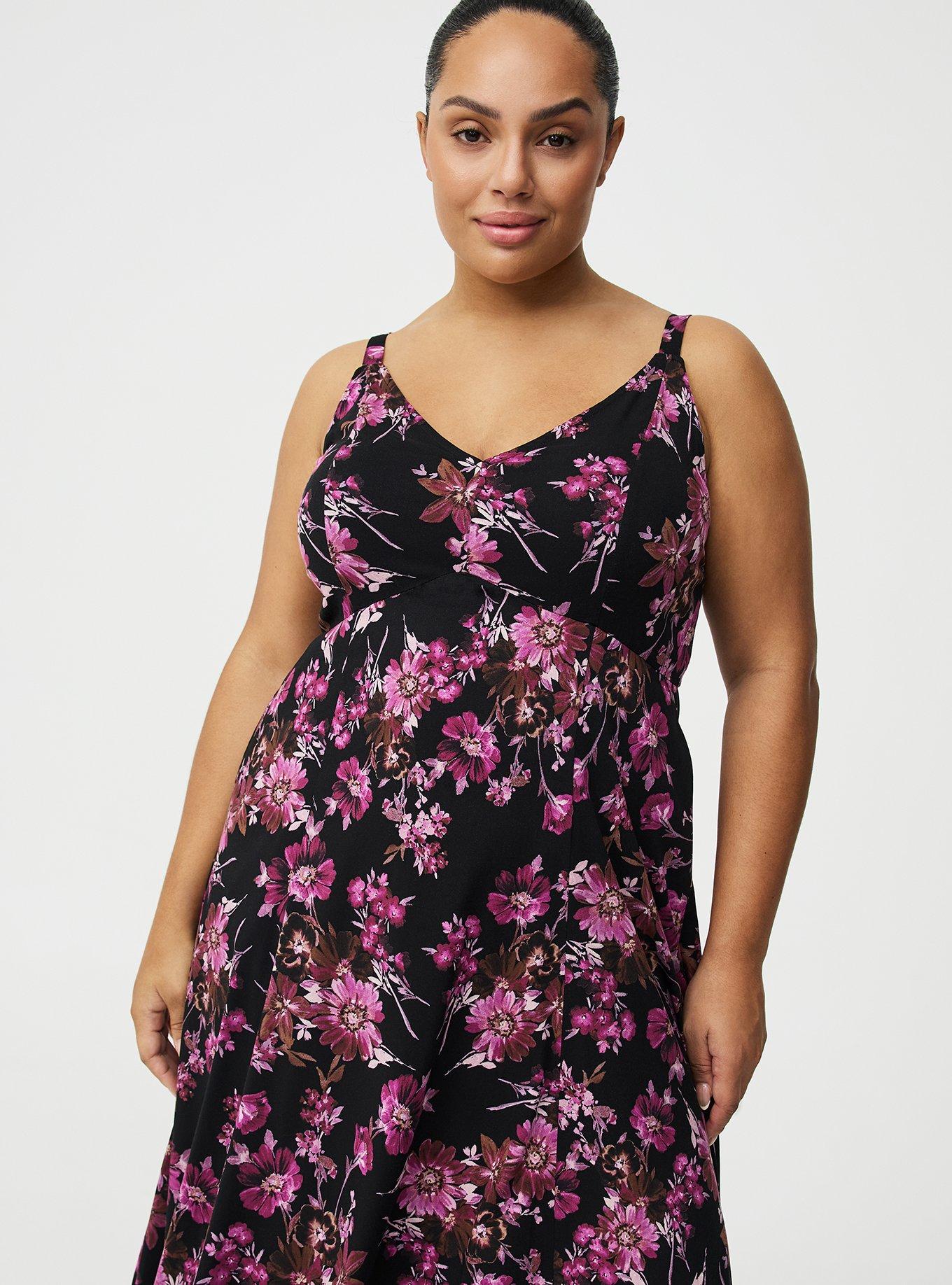 Tea Length Trapeze Dress, WHIMSICAL DAISY FLORAL BLACK, alternate