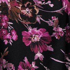 Tea Length Trapeze Dress, WHIMSICAL DAISY FLORAL BLACK, swatch