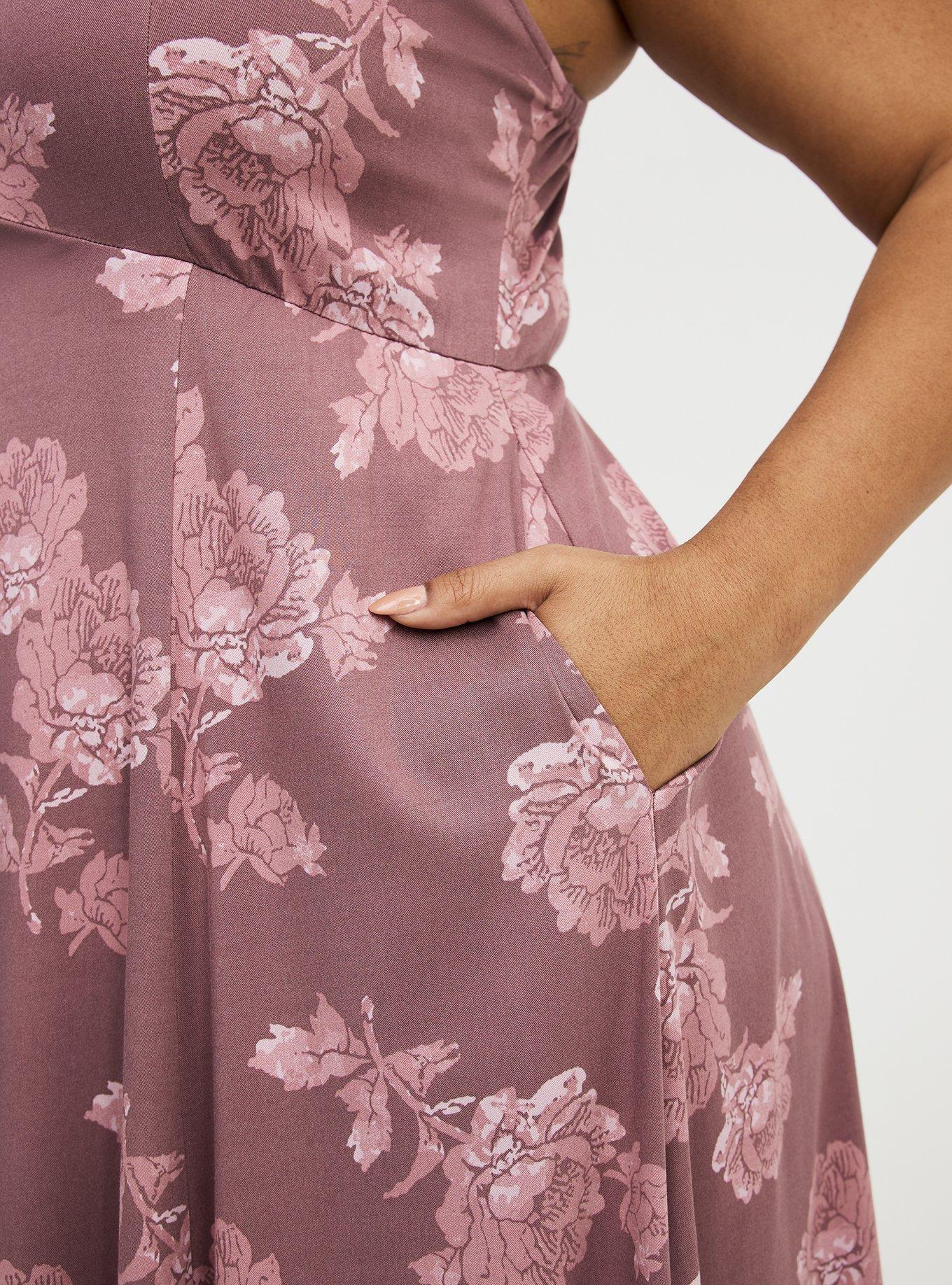 Tea Length Trapeze Dress, FLOWER STAMPS FLORAL TAN, alternate