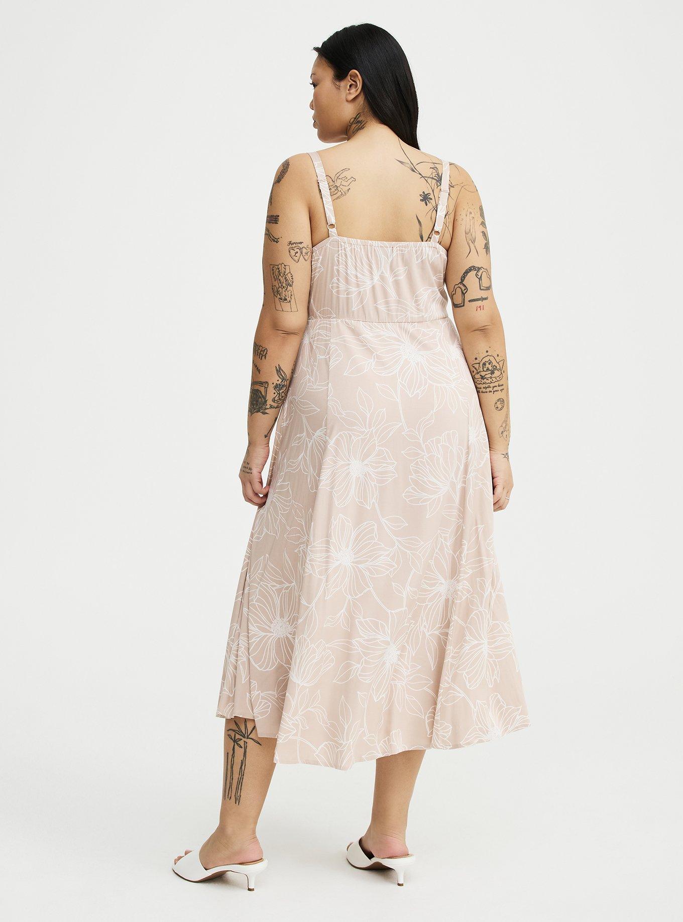 Tea Length Trapeze Dress, BLUEPRINT FLORAL TAN, alternate