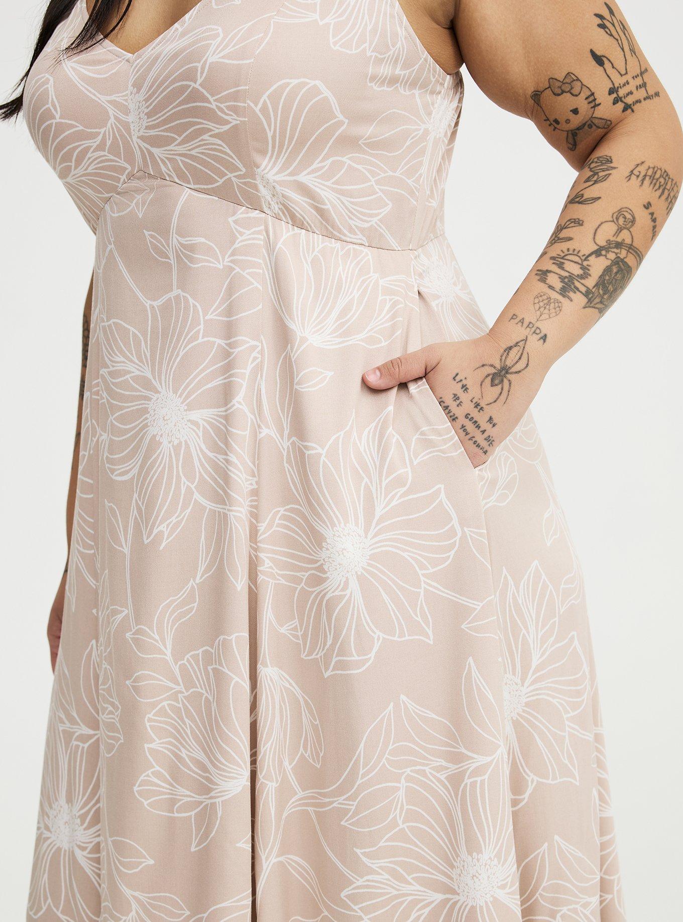 Tea Length Trapeze Dress, BLUEPRINT FLORAL TAN, alternate