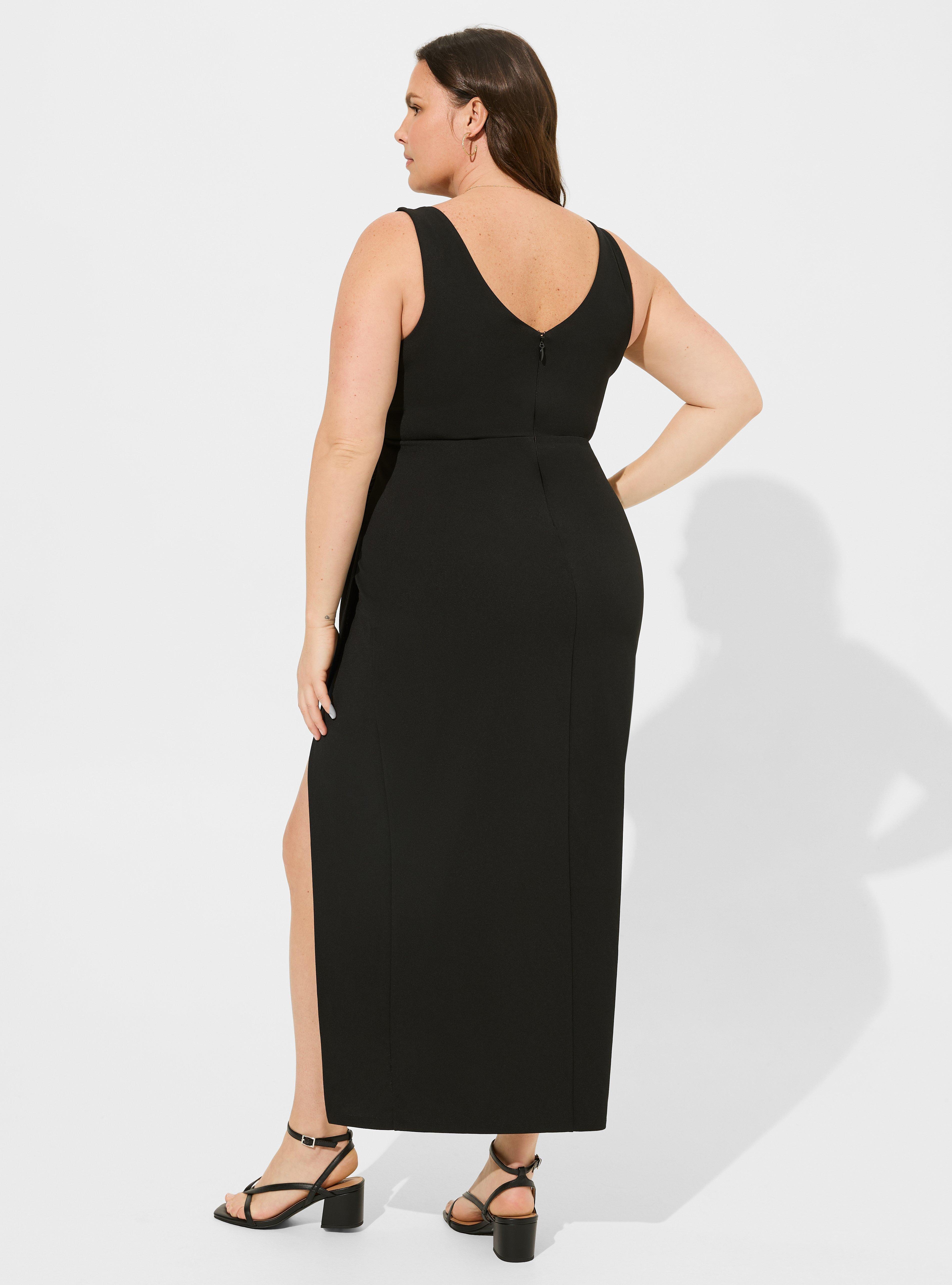 Maxi Stretch Crepe V-Neck Column Dress