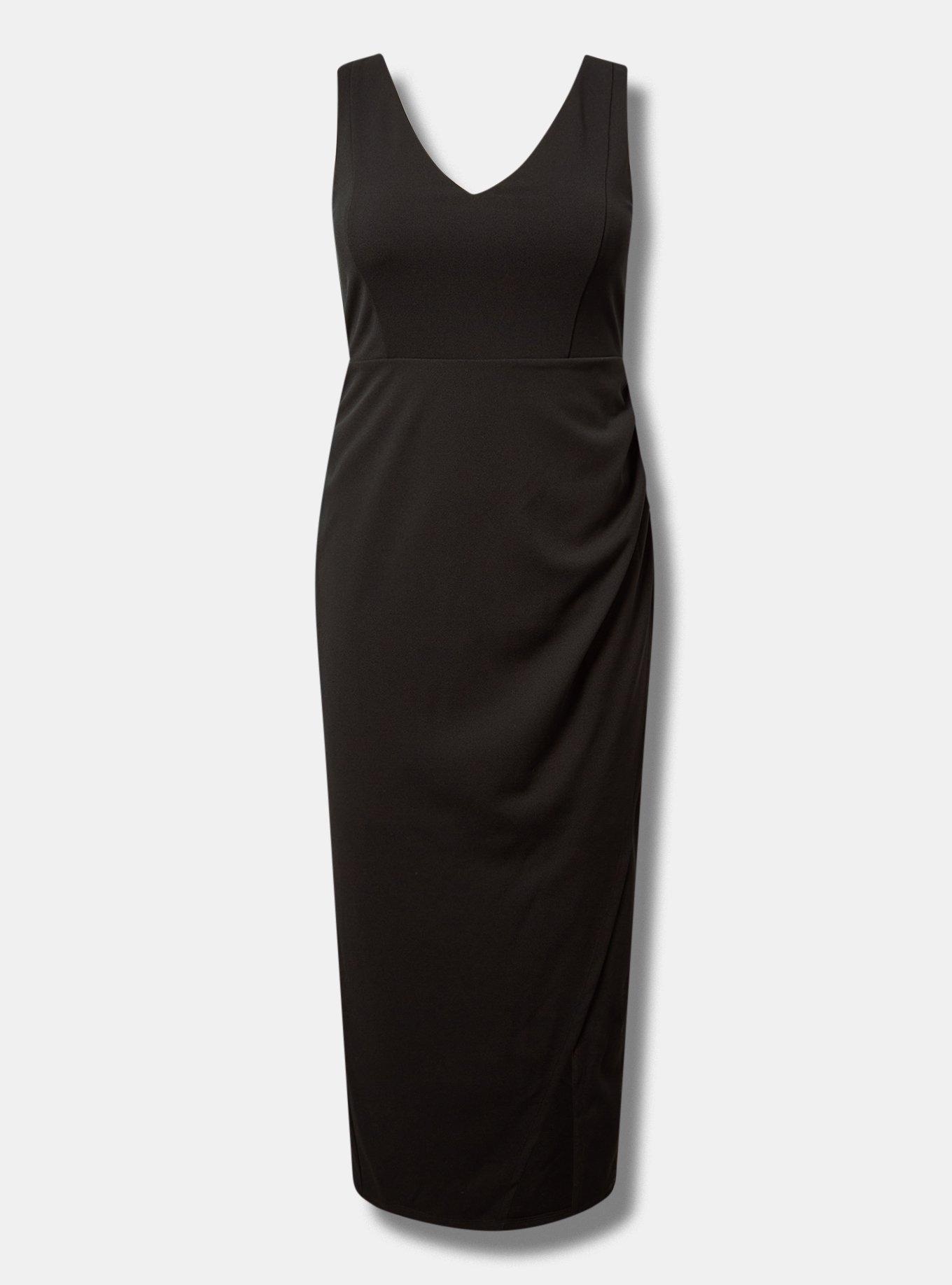 Maxi Stretch Crepe V-Neck Column Dress