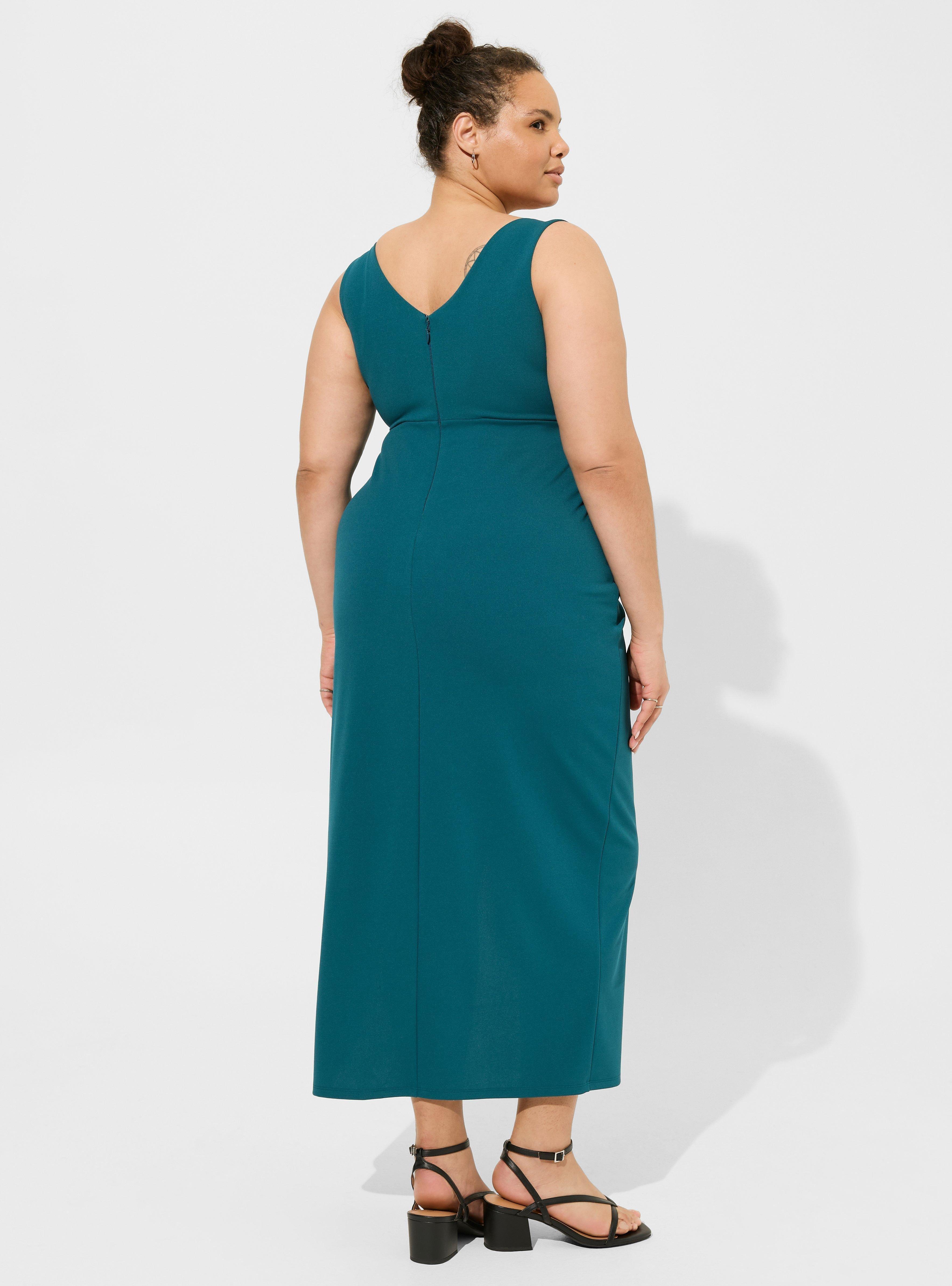 Plus Size Maxi Stretch Crepe V Neck Column Dress Torrid