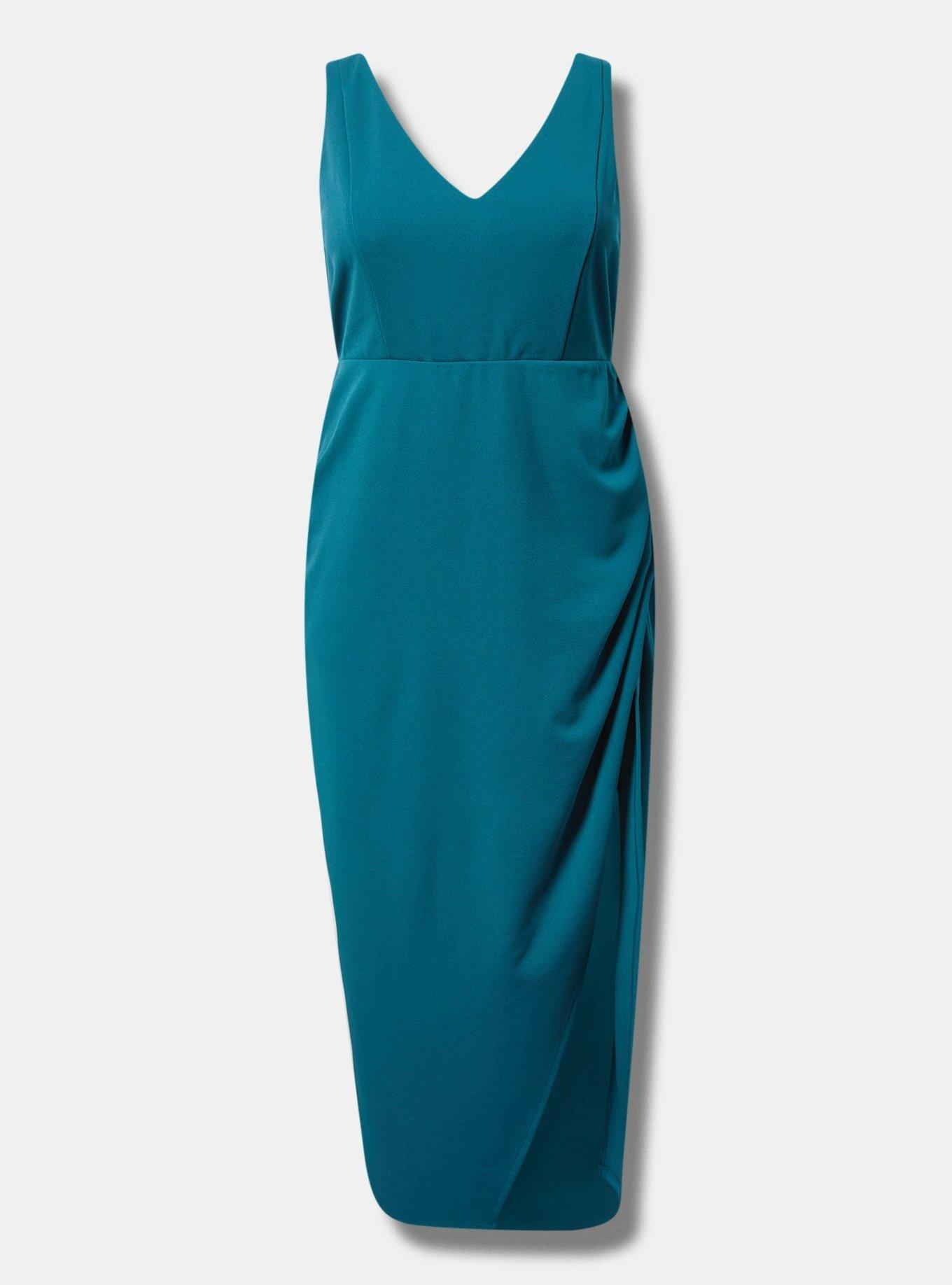 Maxi Stretch Crepe V-Neck Column Dress