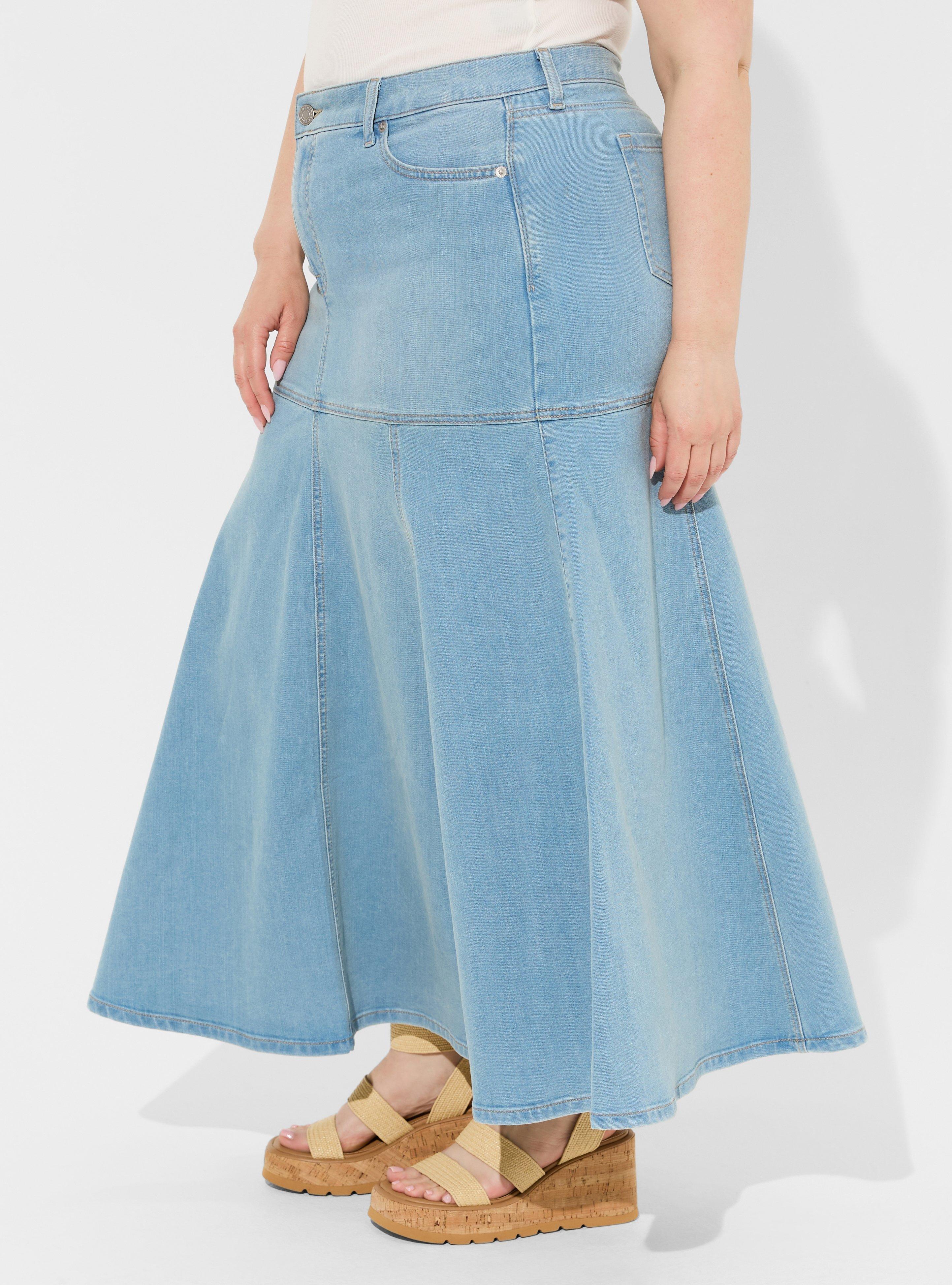 Plus Size - Maxy Denim Flowy Contemporary Skirt - Torrid