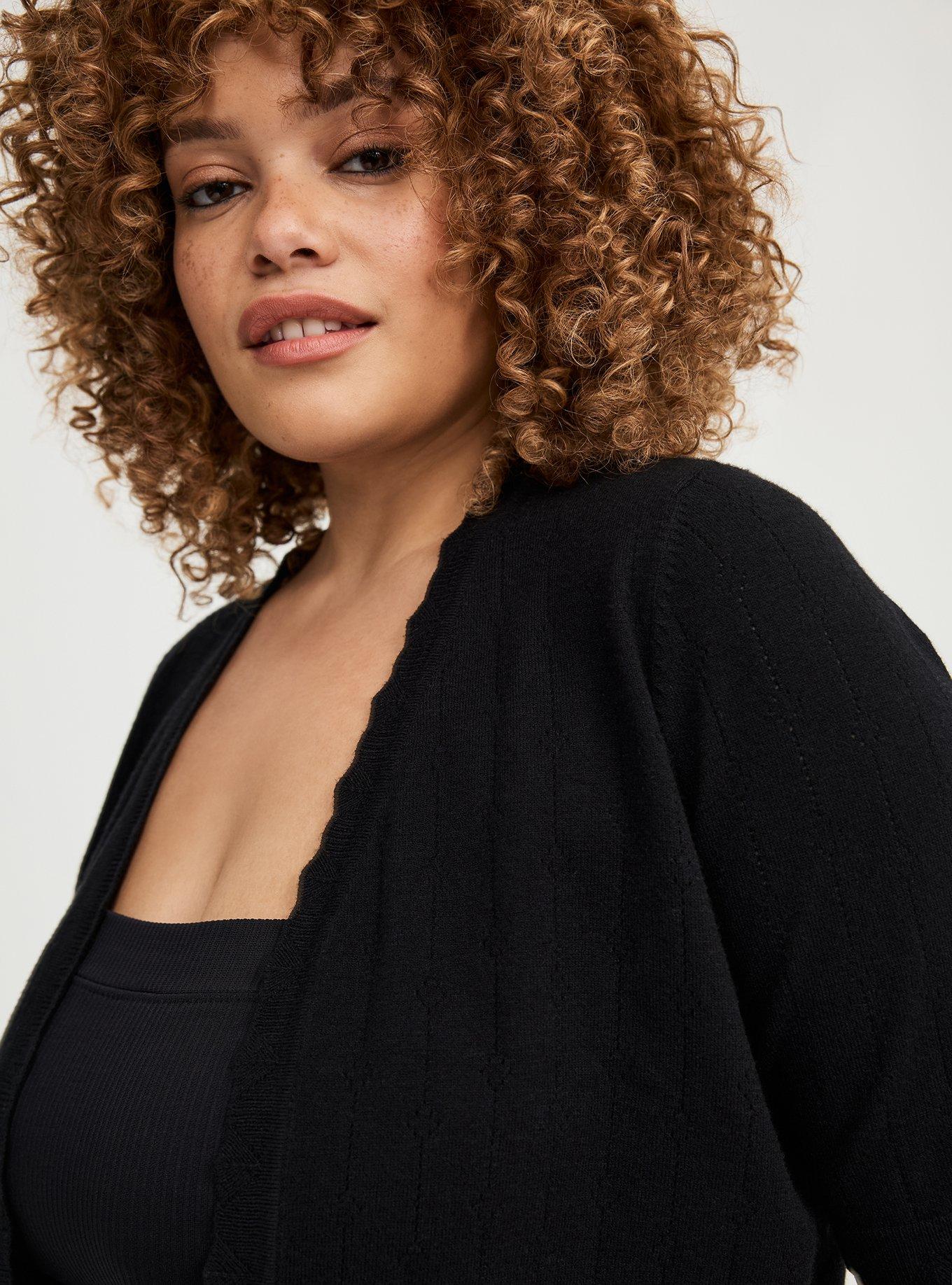 Pointelle Shrug Crop Sweater