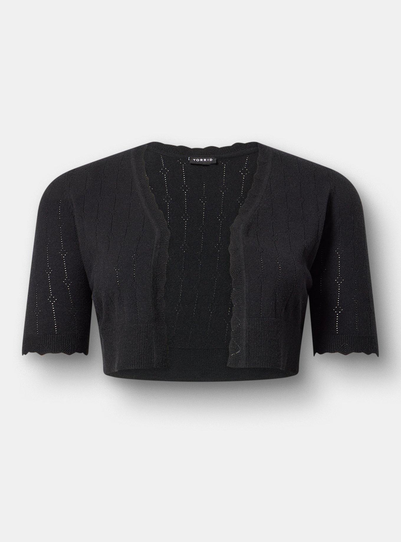 Everyday Soft Pointelle Shrug, DEEP BLACK, hi-res