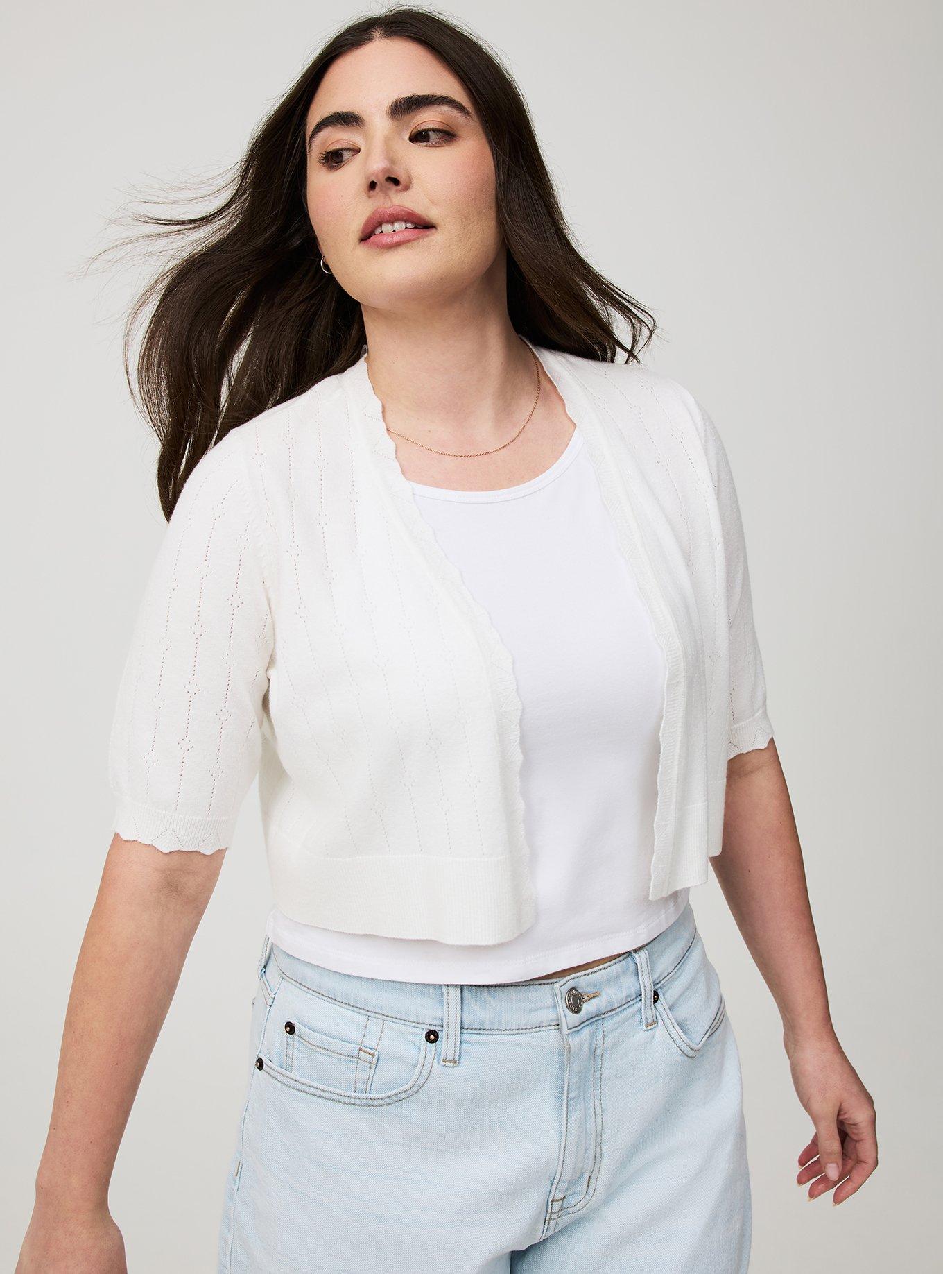 Pointelle Shrug Sweater