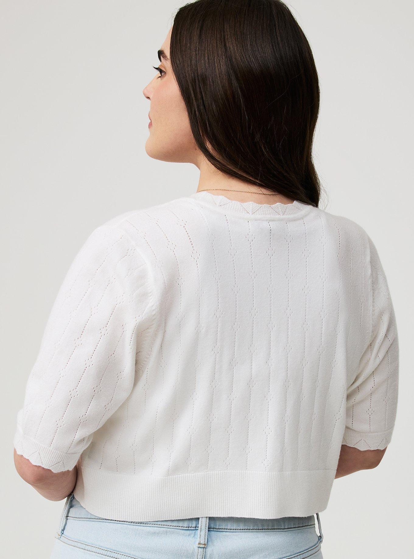 Pointelle Shrug Sweater