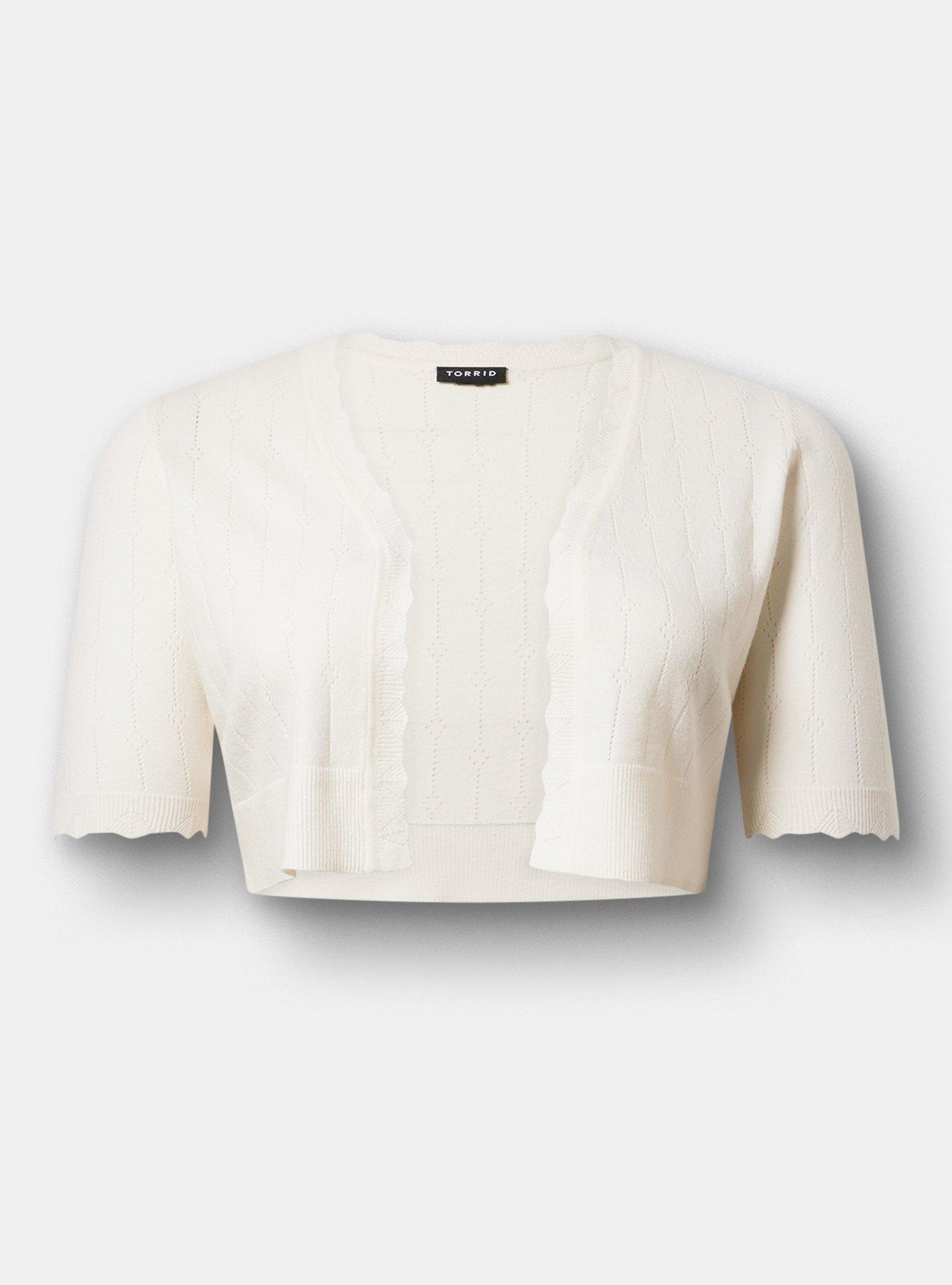 Everyday Soft Pointelle Shrug, WHISPER WHITE, hi-res