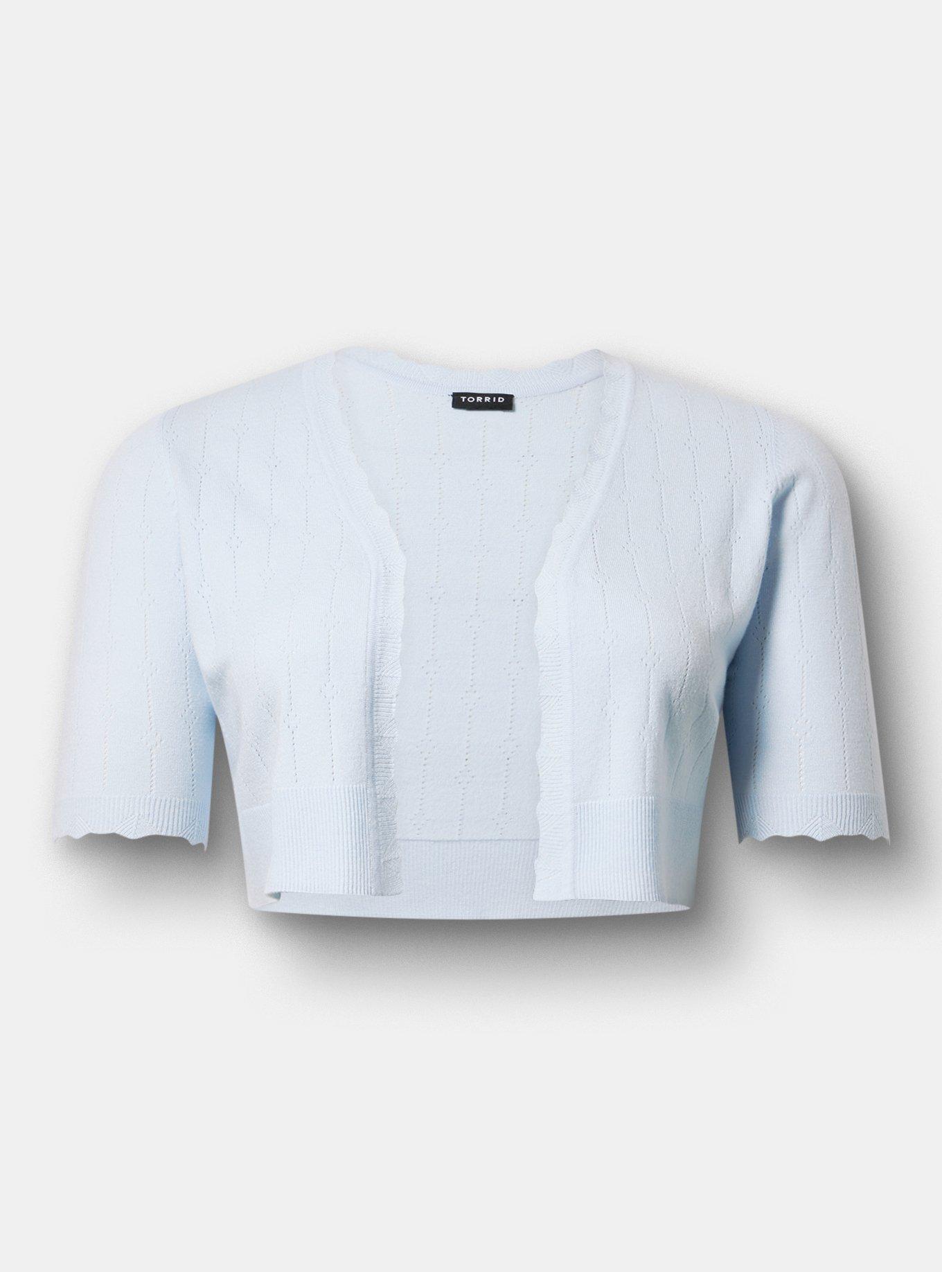 Everyday Soft Pointelle Shrug, ICE WATER, hi-res