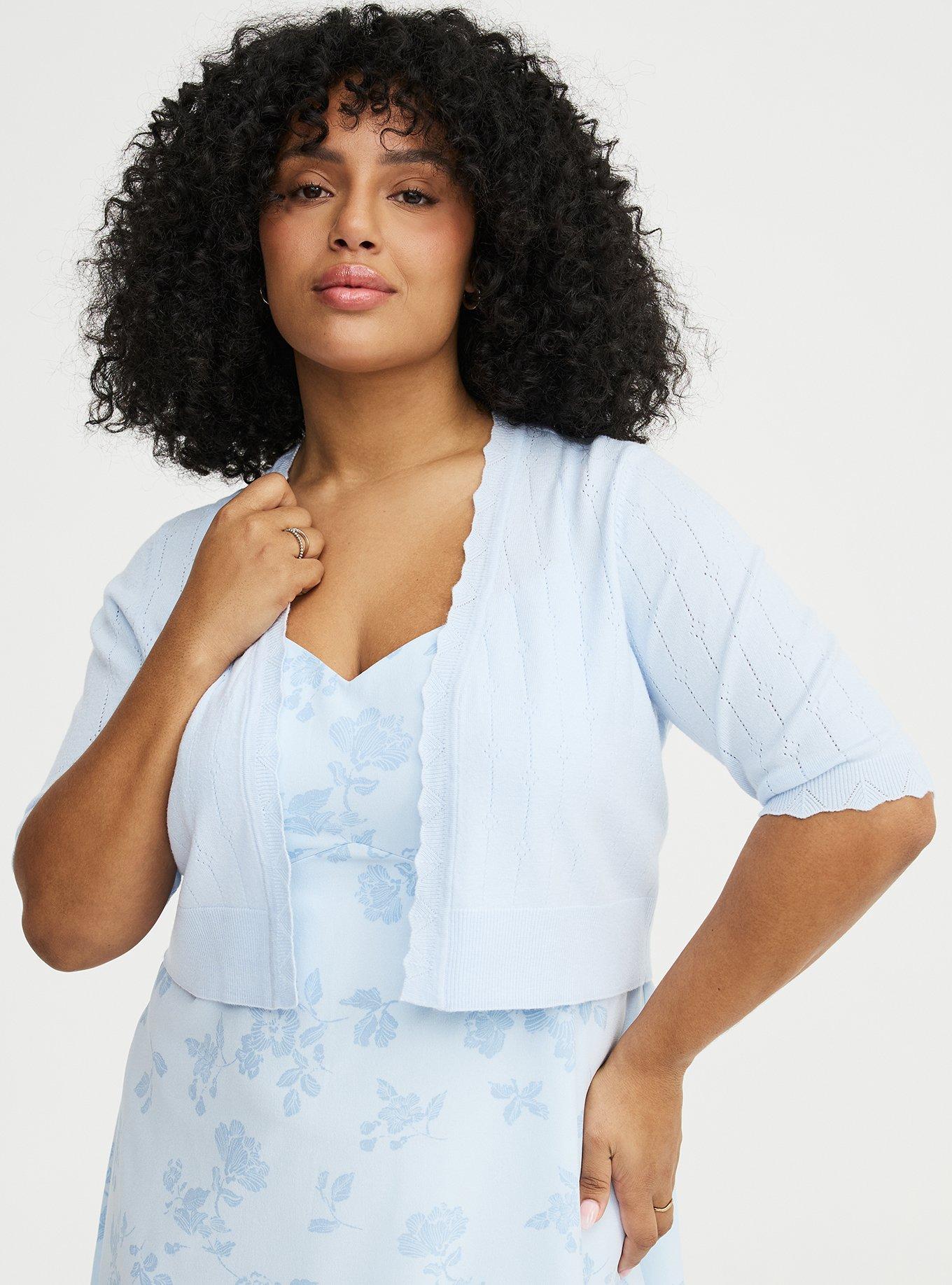 Everyday Soft Pointelle Shrug, ICE WATER, hi-res