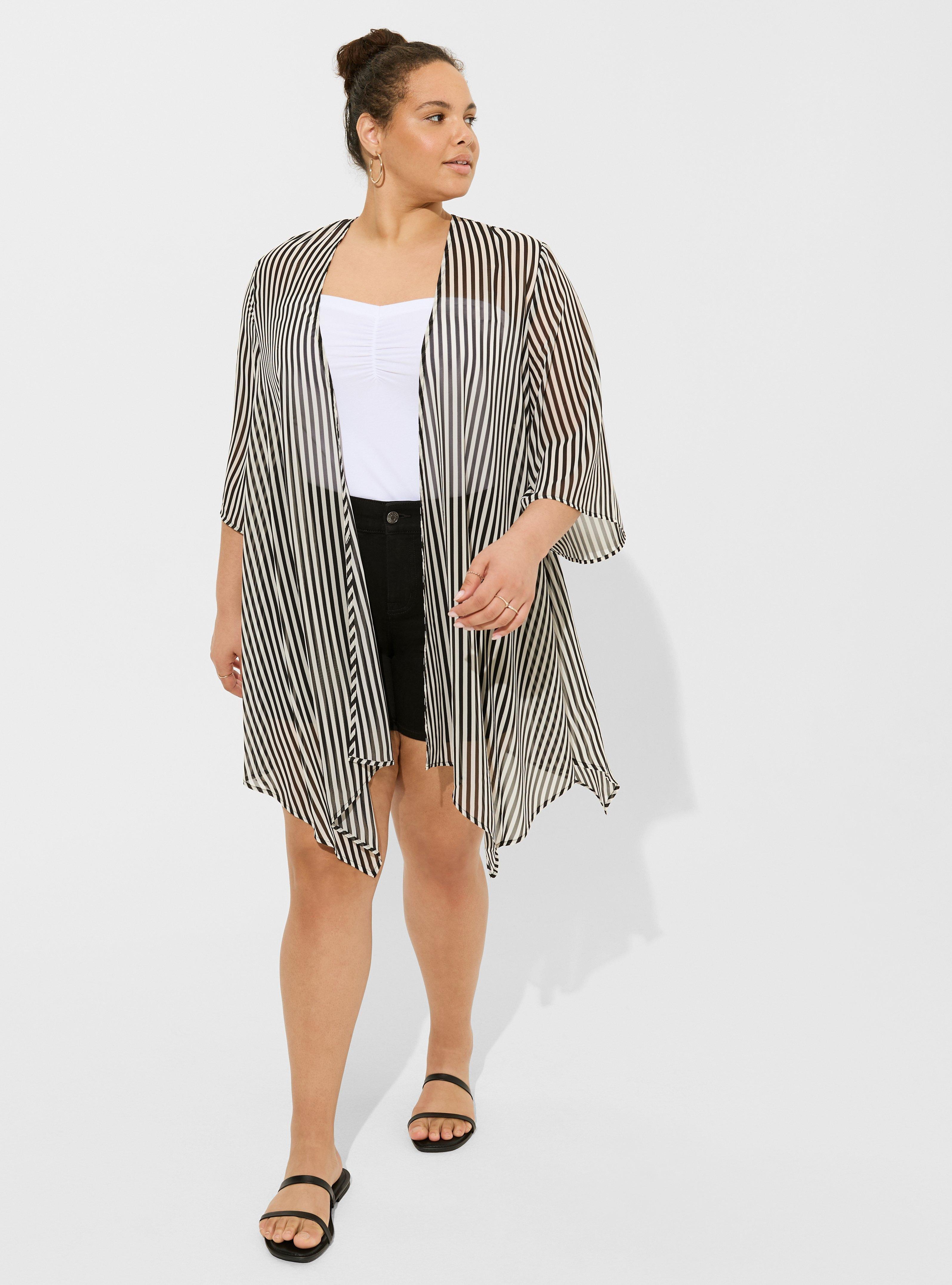 Textured Chiffon Hanky Hem Kimono