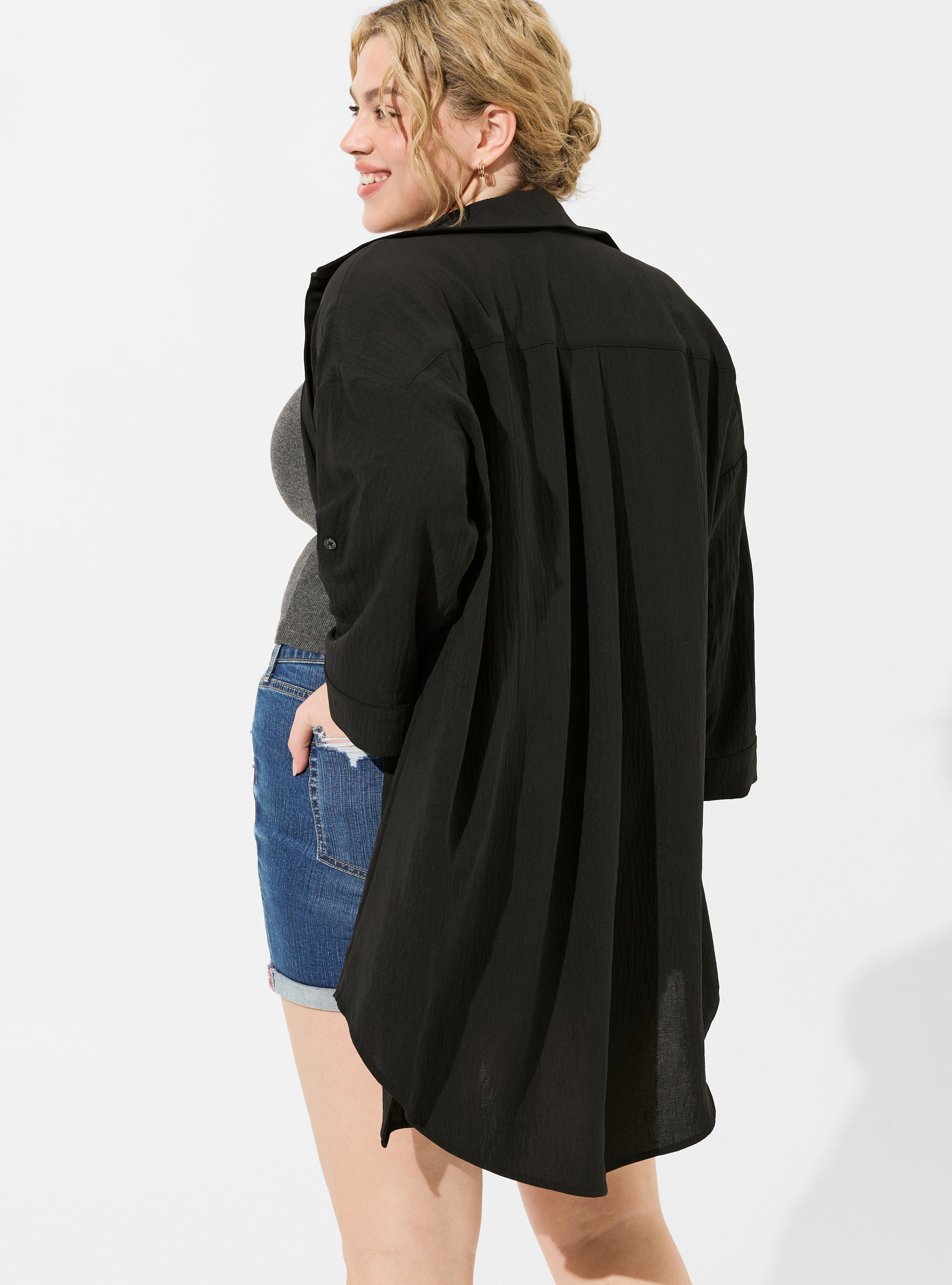 Seersucker Oversized Shirt Kimono