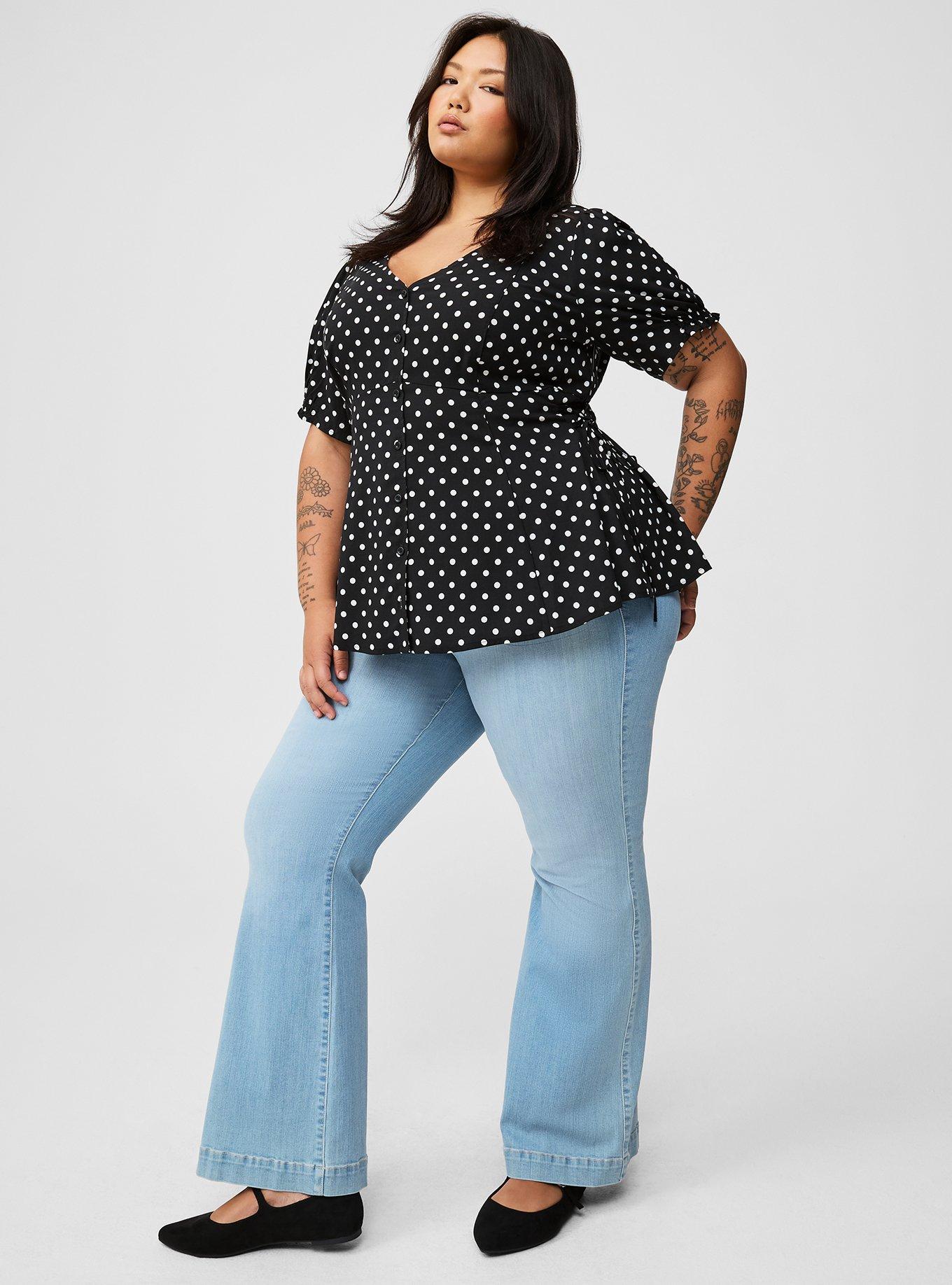 Plus Size - Challis Side Tie Short Sleeve Top - Torrid