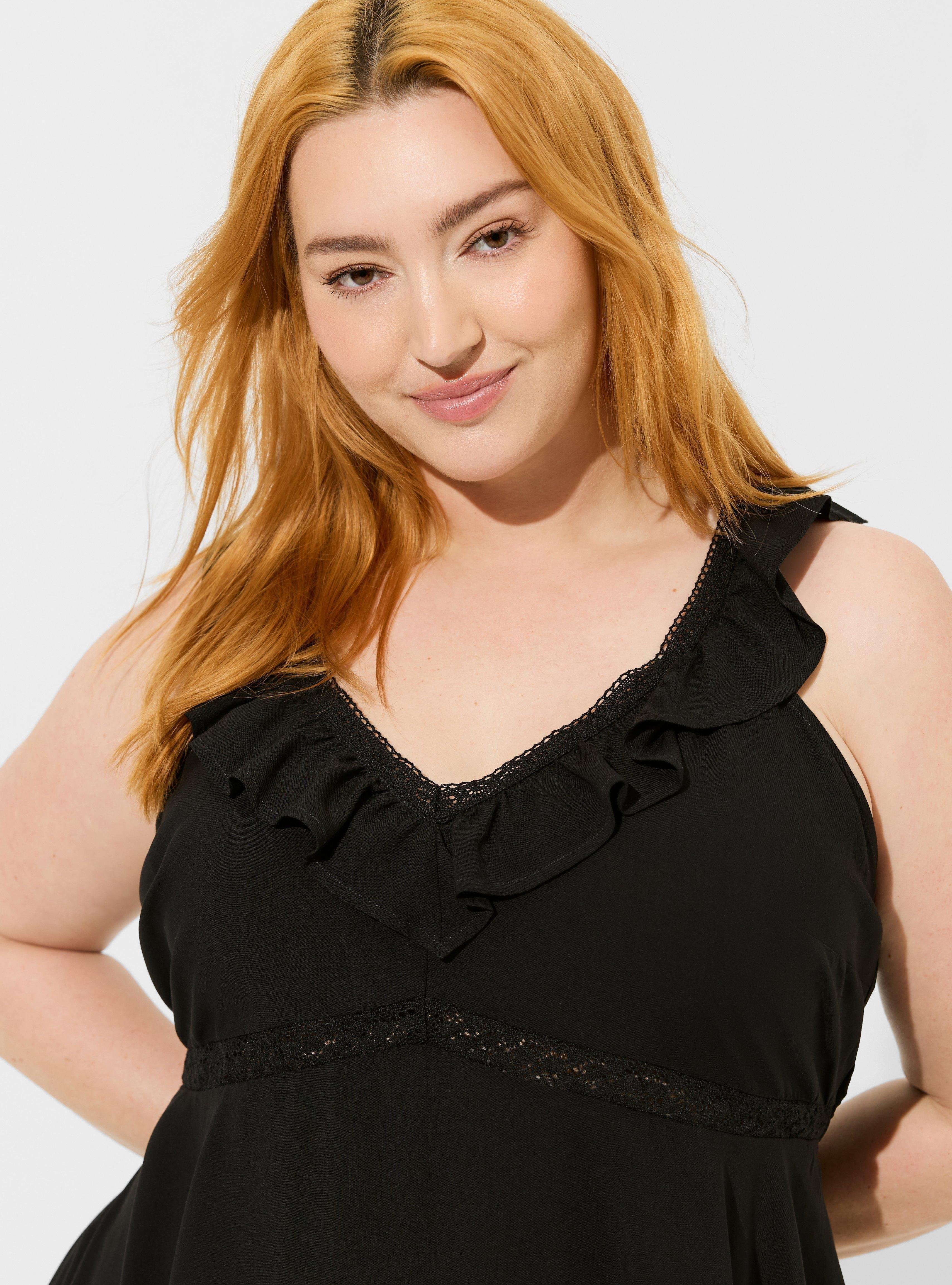 Plus Size - Challis Ruffle V-Neck Sleeveless Top - Torrid