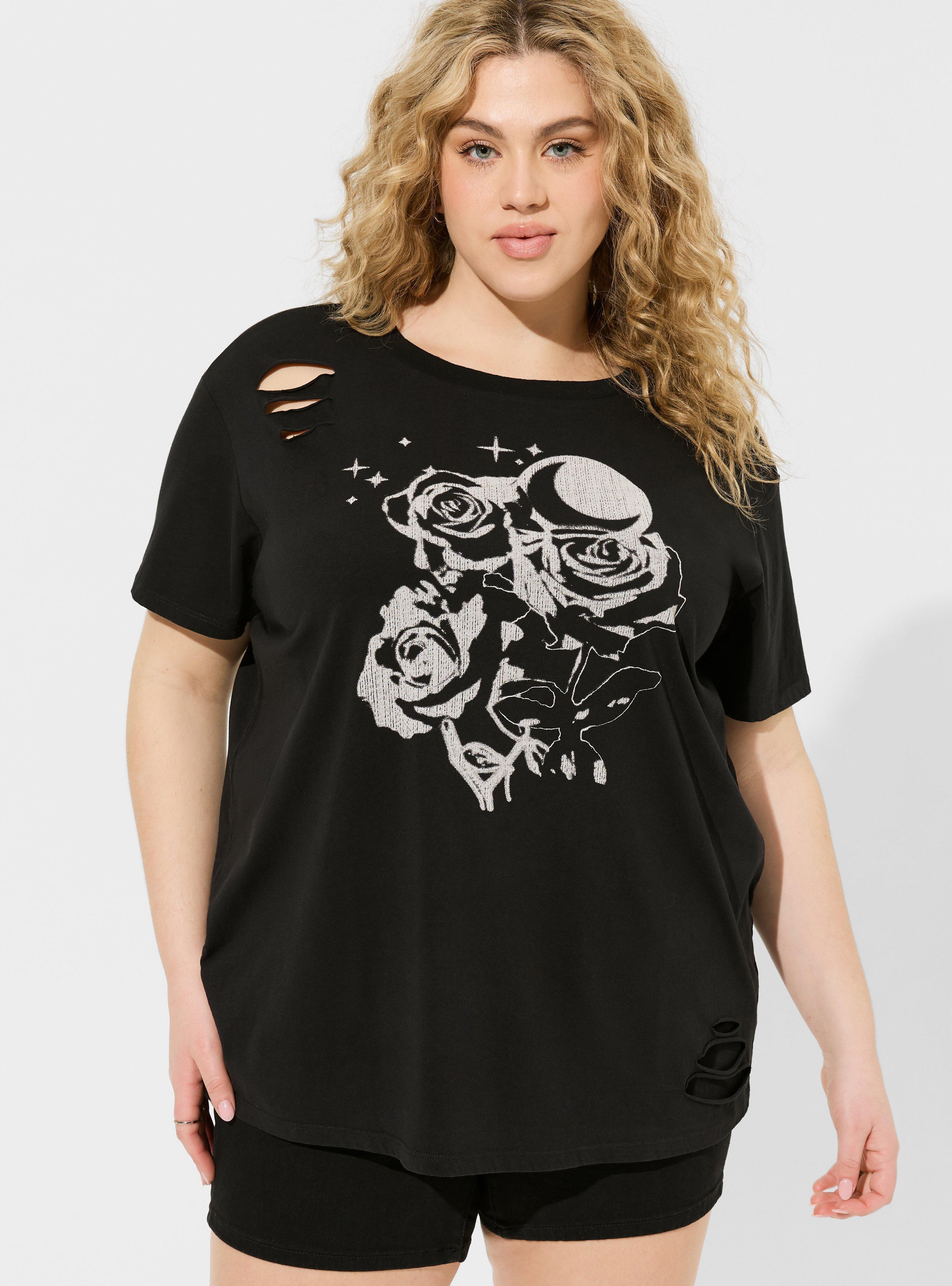 Blurred Roses Relaxed Fit Heritage Jersey Distressed Tee