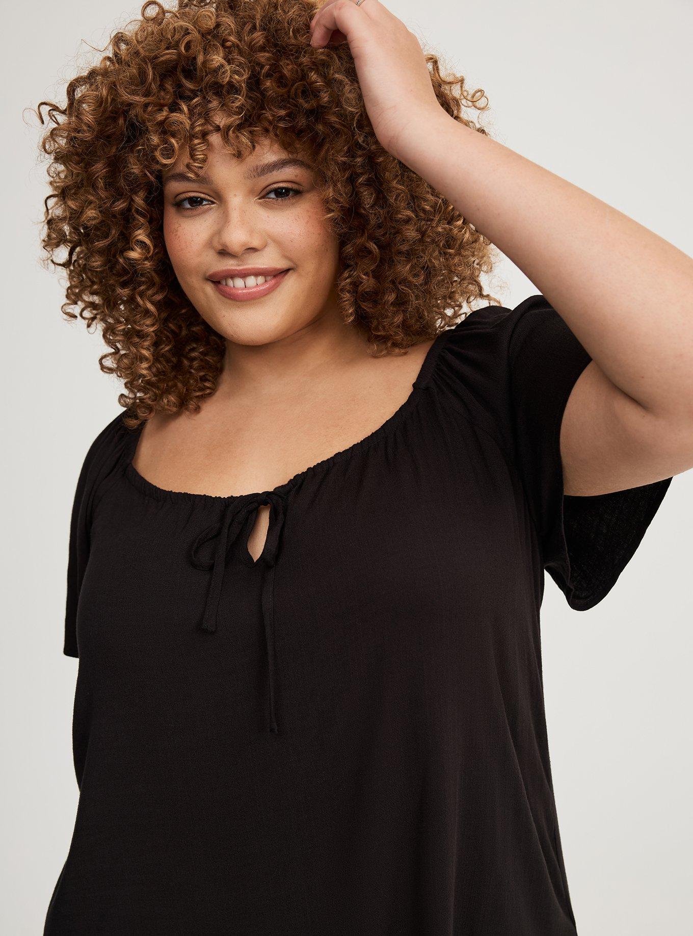 Rayon Slub Flutter Short Sleeve Blouse