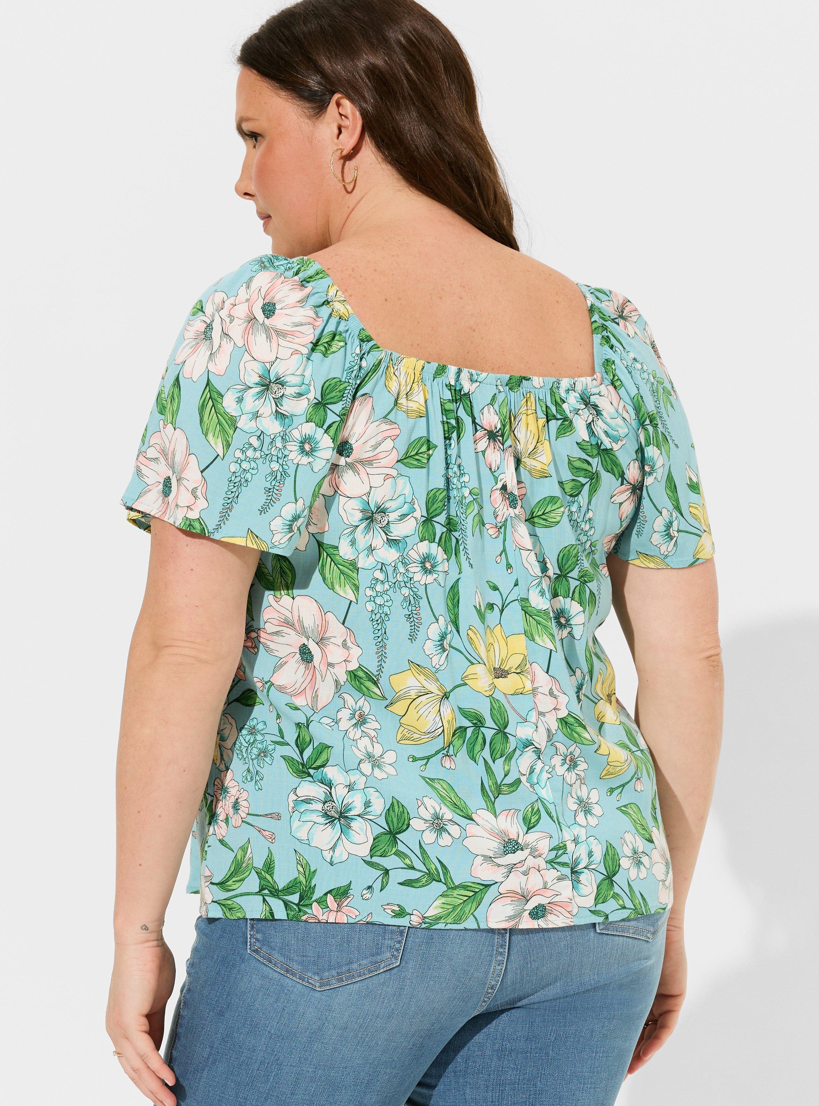 Rayon Slub Flutter Short Sleeve Blouse