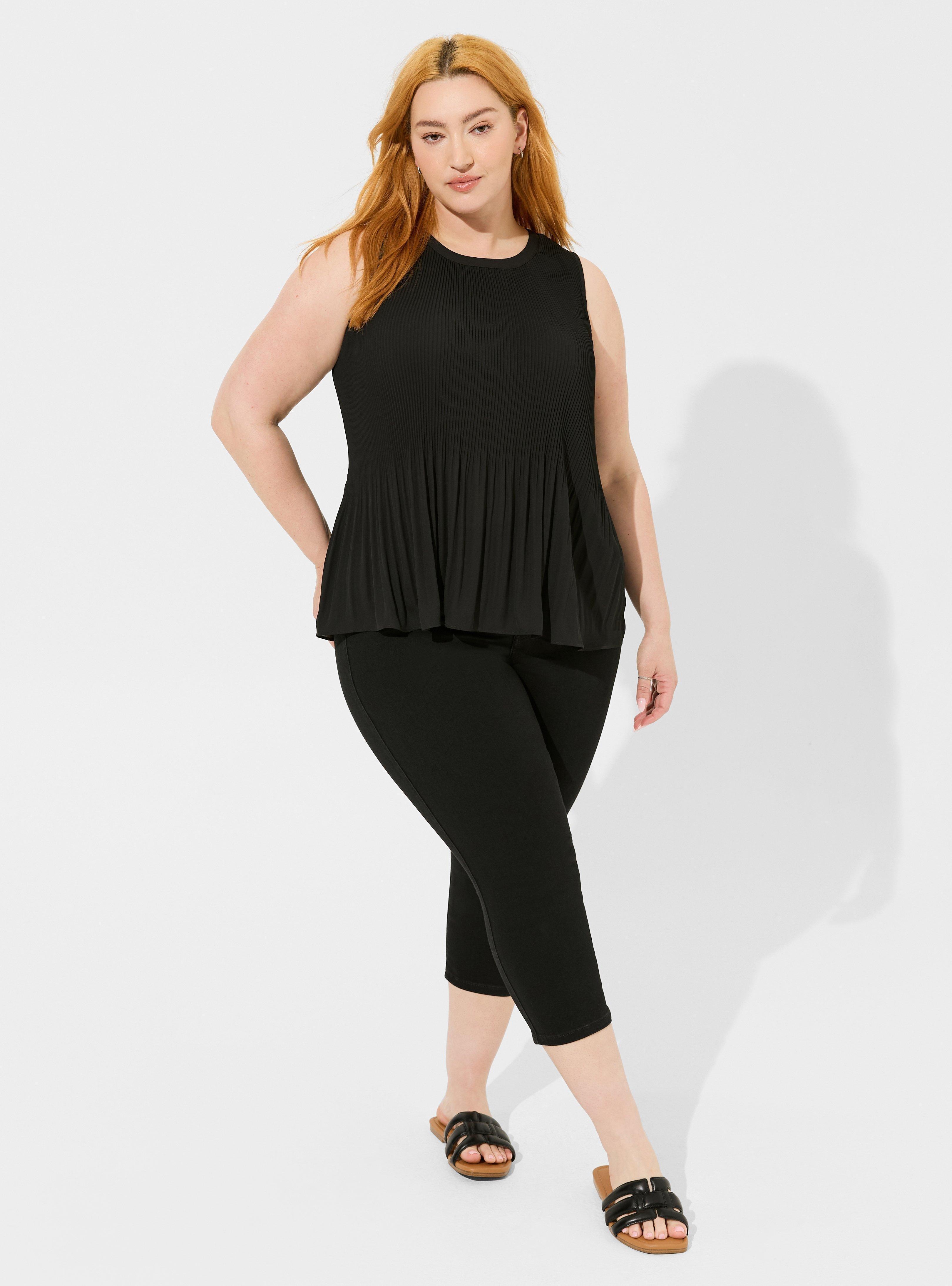 Georgette Pleated Tank, DEEP BLACK, alternate