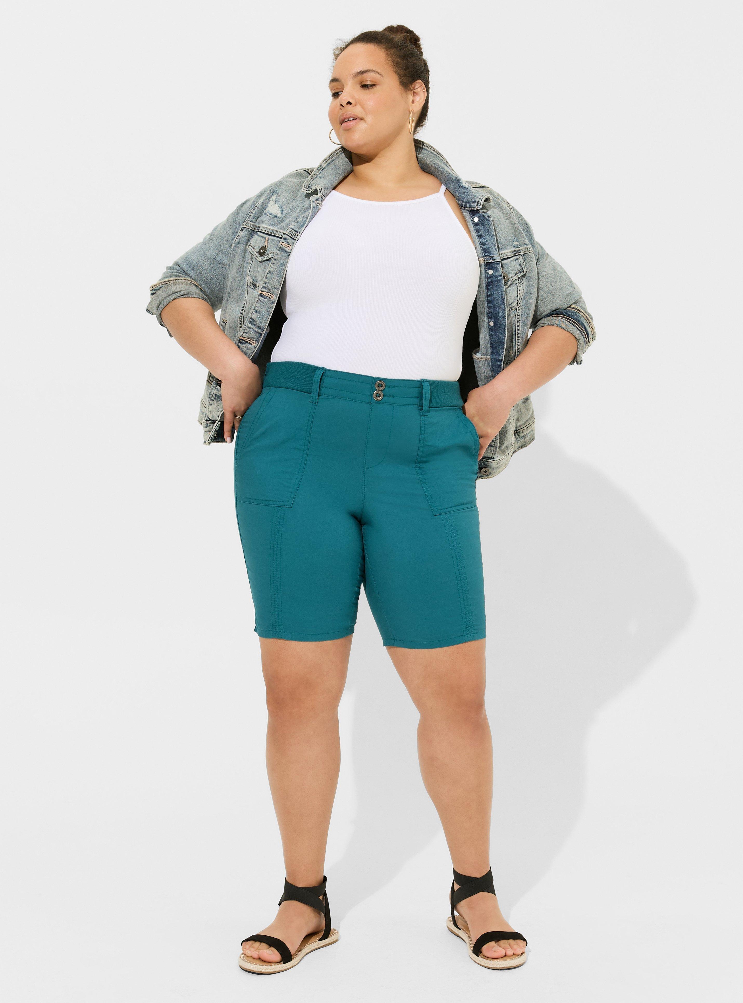 Plus Size Pull On Bermuda Stretch Poplin Utility Short Torrid