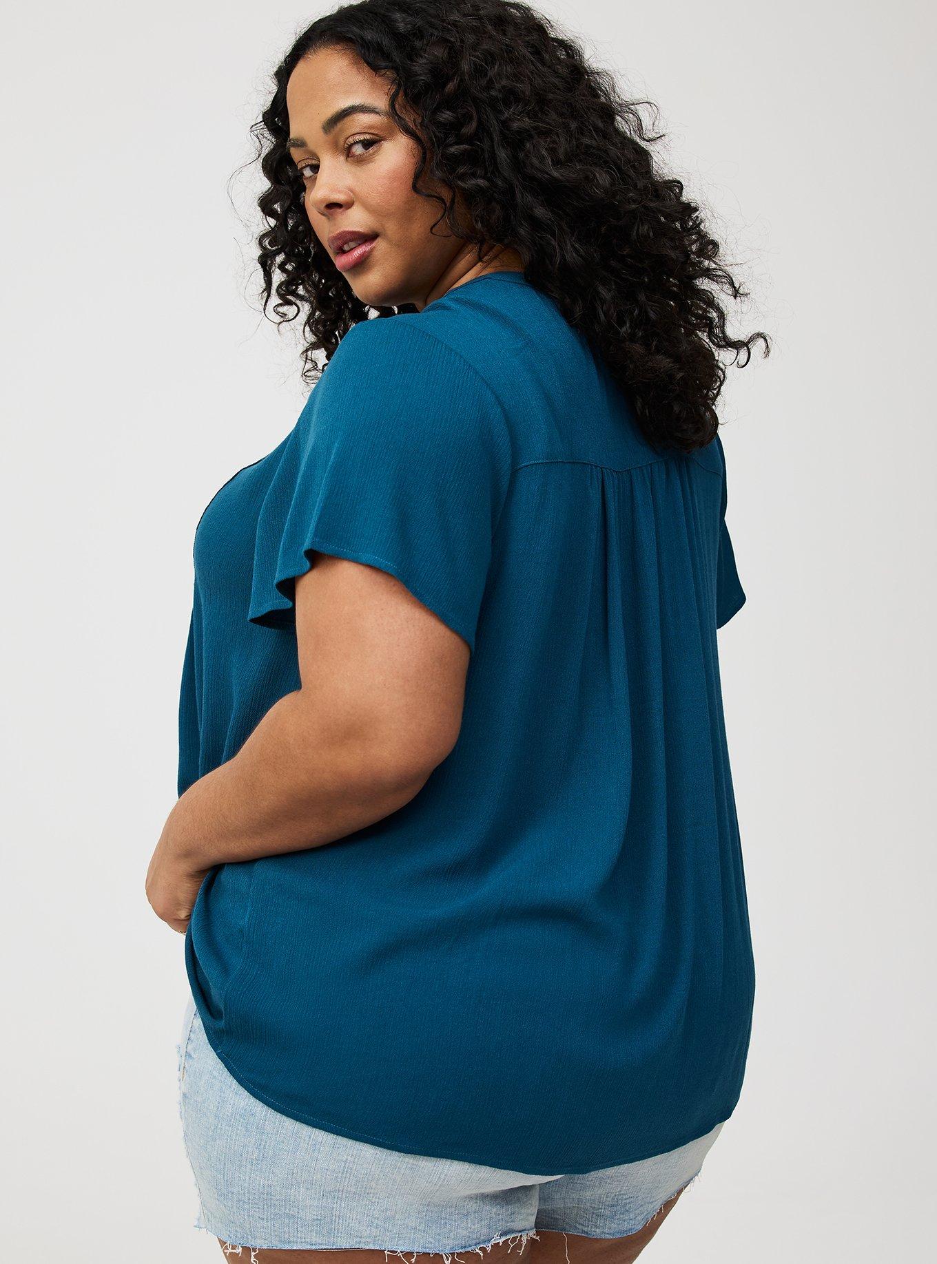 Crinkle Gauze Flutter Sleeve Top