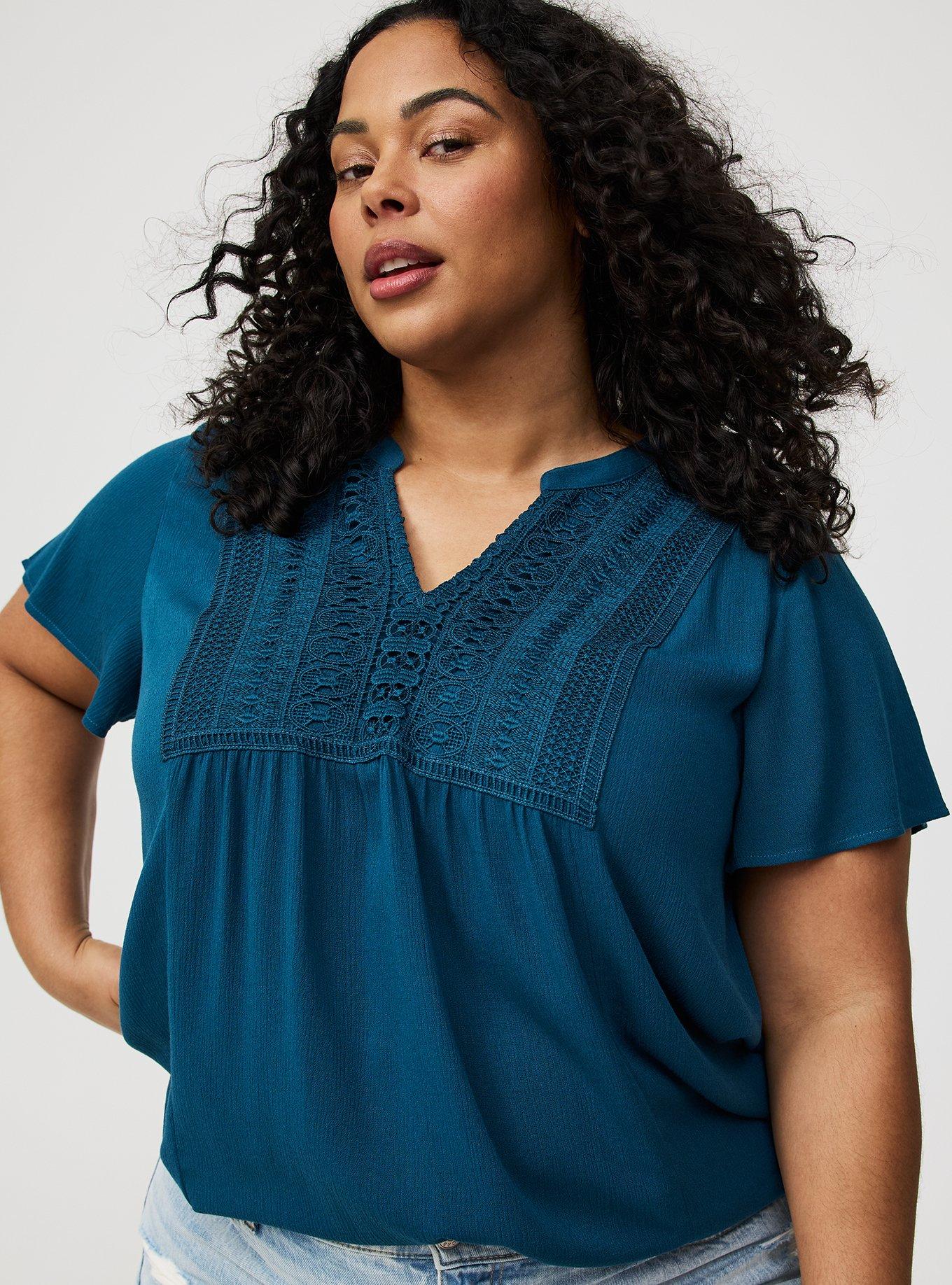 Crinkle Gauze Flutter Sleeve Top