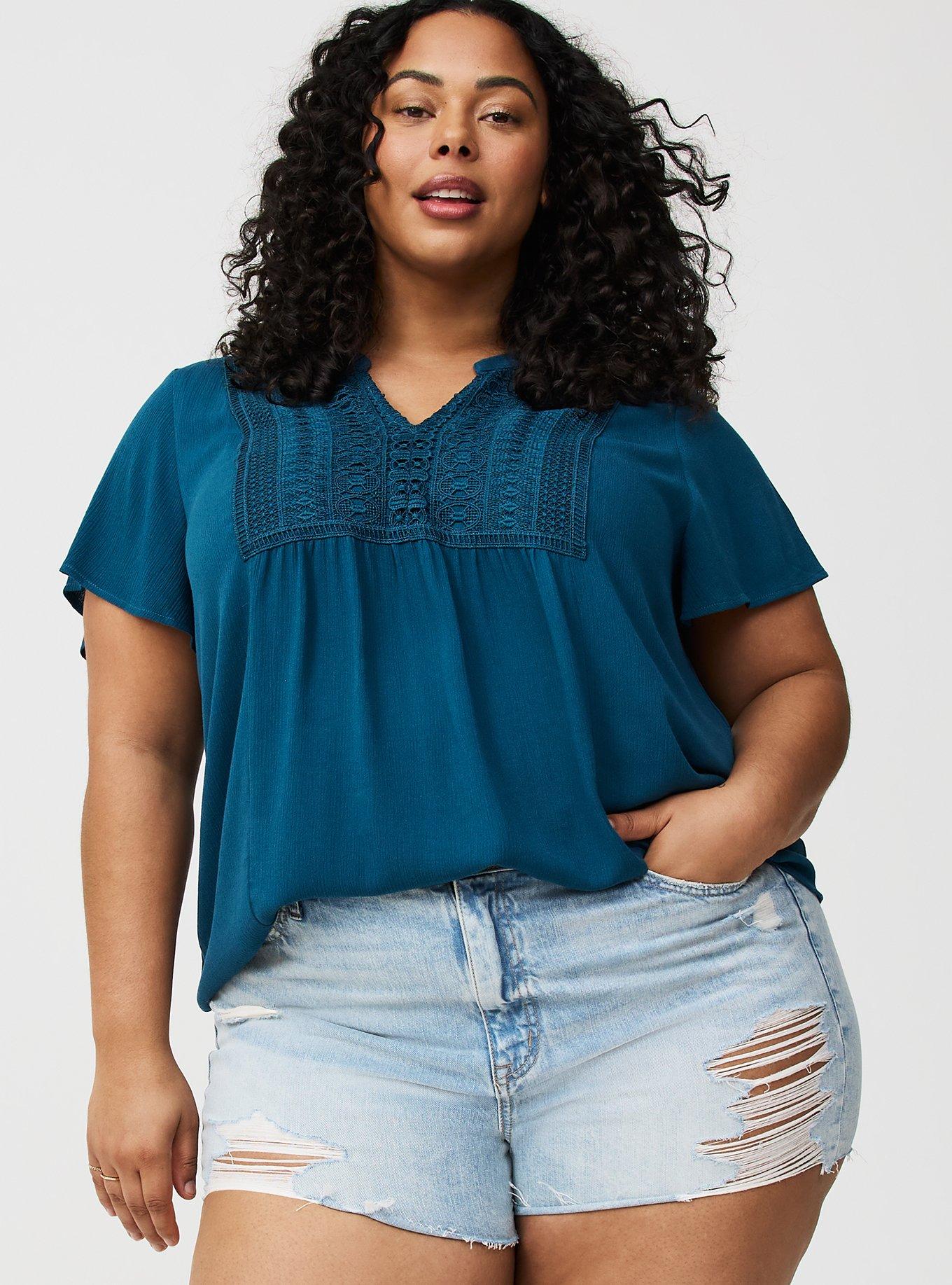 Crinkle Gauze Flutter Sleeve Top