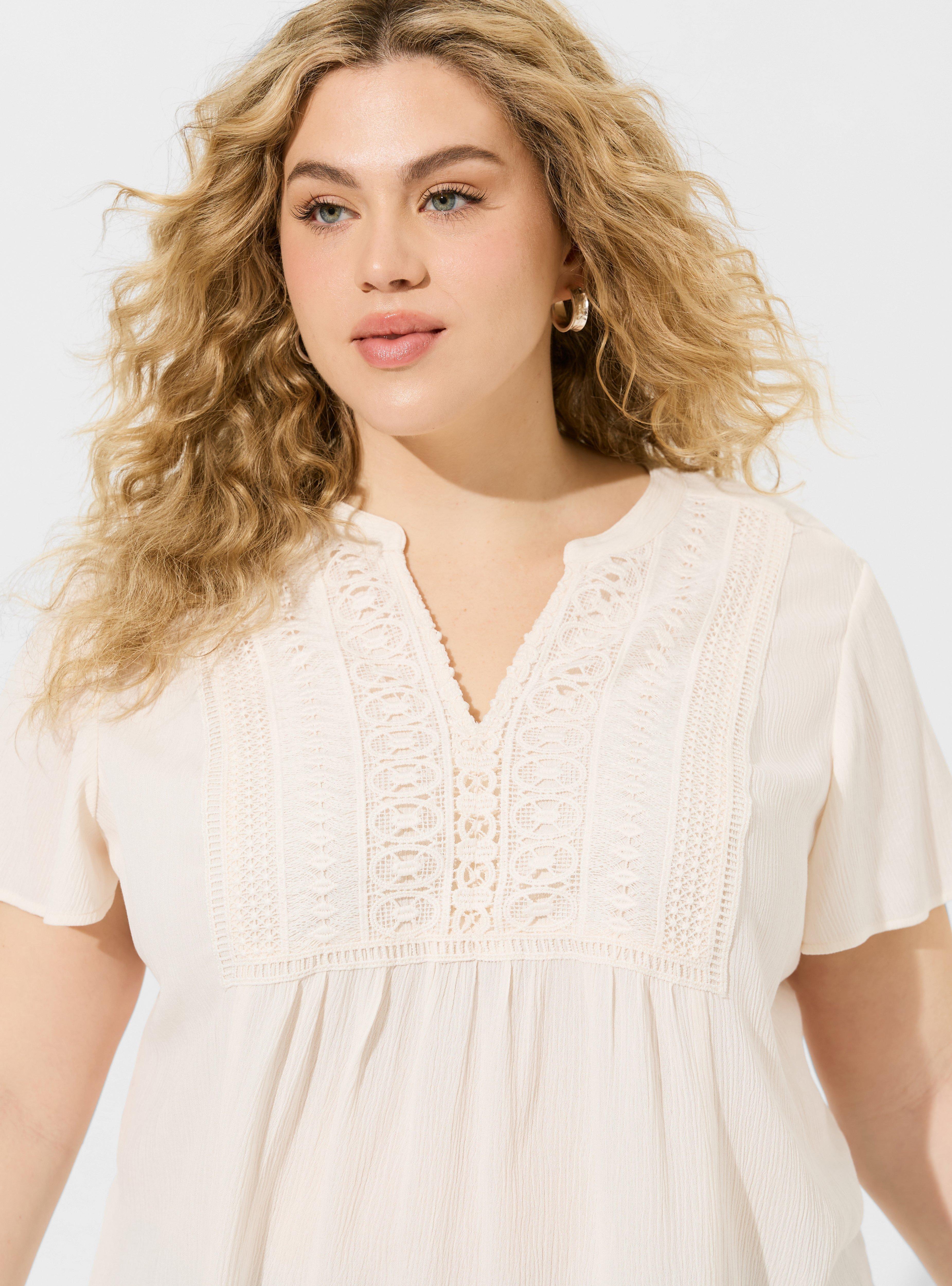 Crinkle Gauze Flutter Sleeve Top