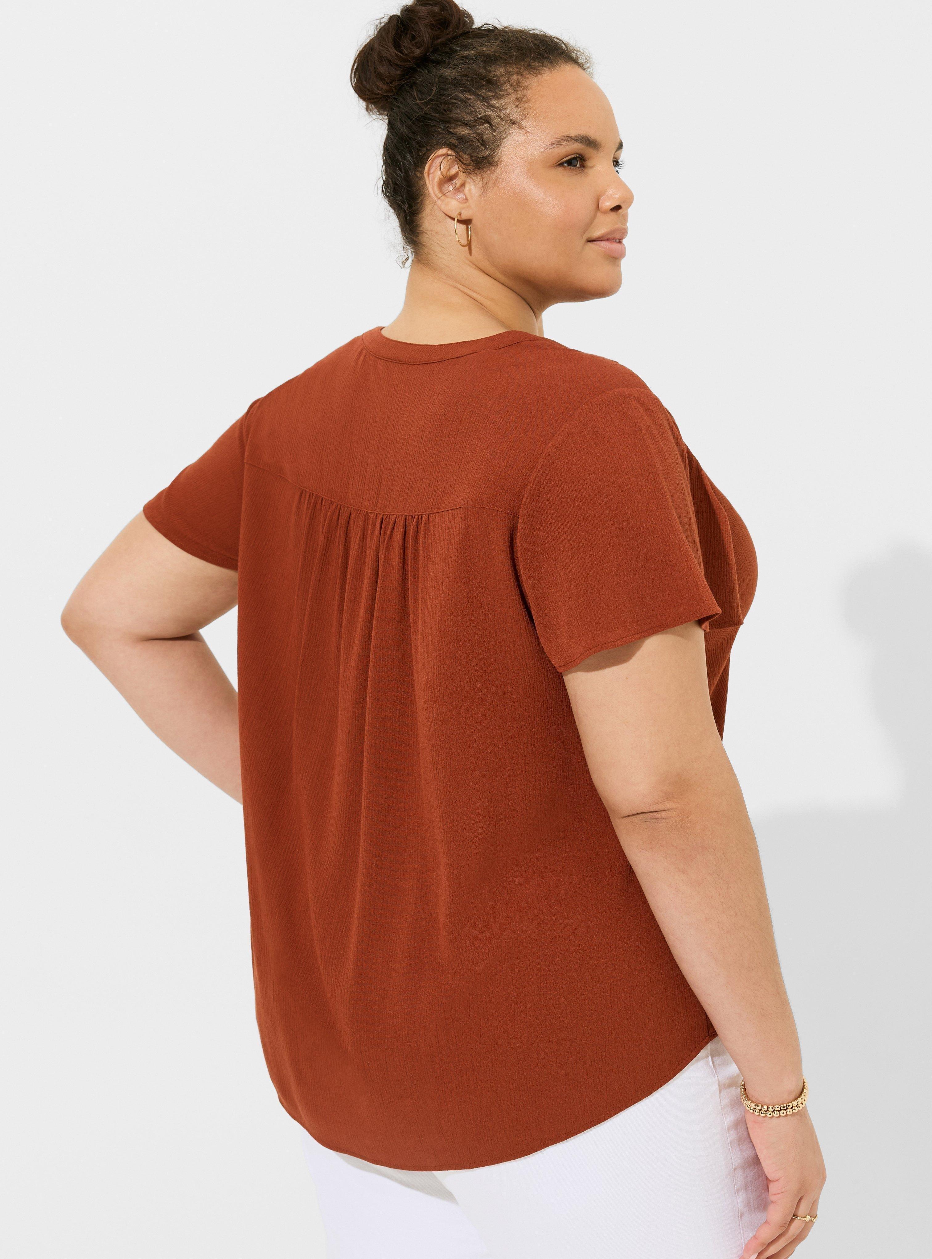 Crinkle Gauze Flutter Sleeve Top