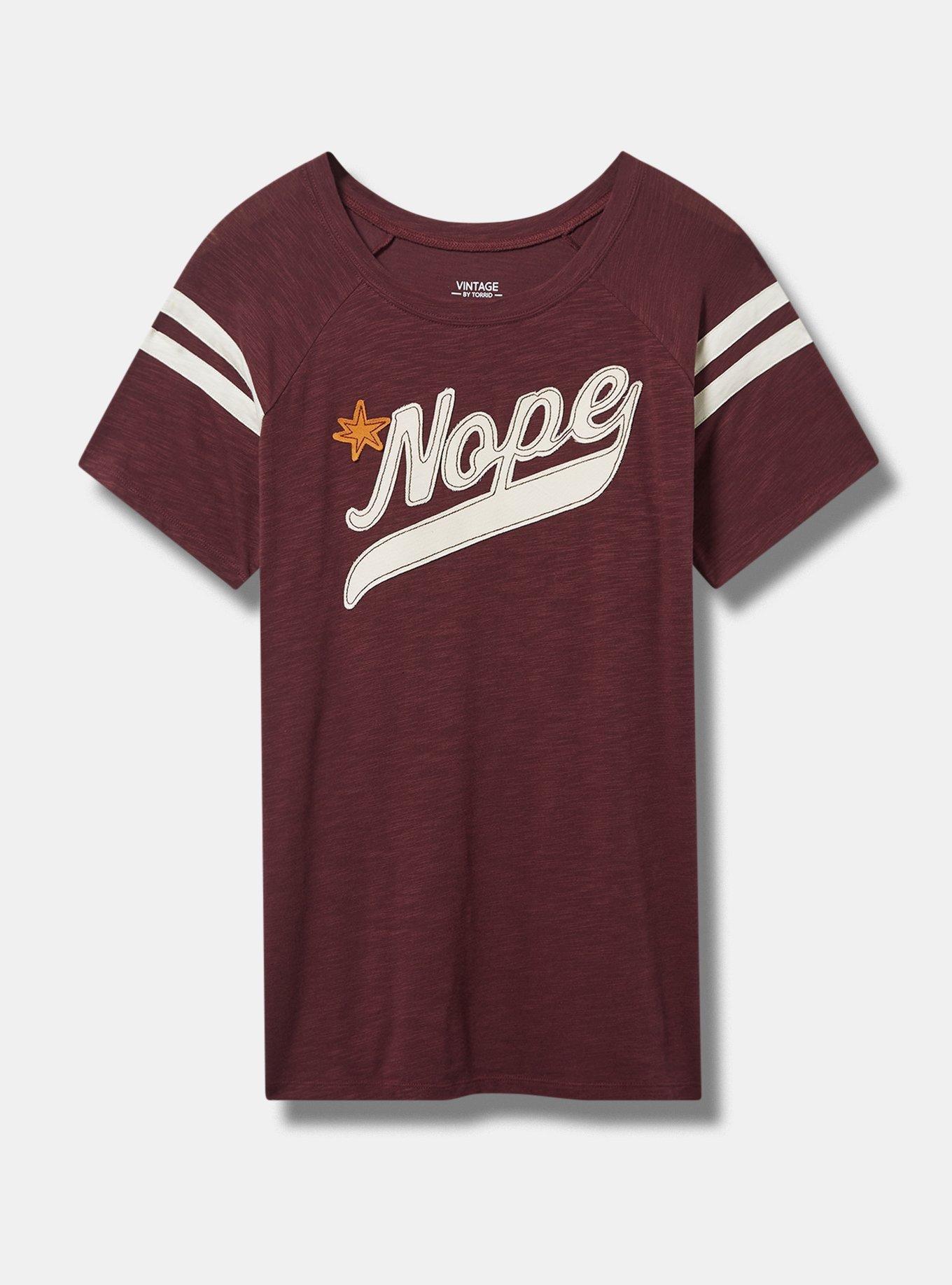 Nope Fitted Vintage Slub Varsity Boat Neck Tee