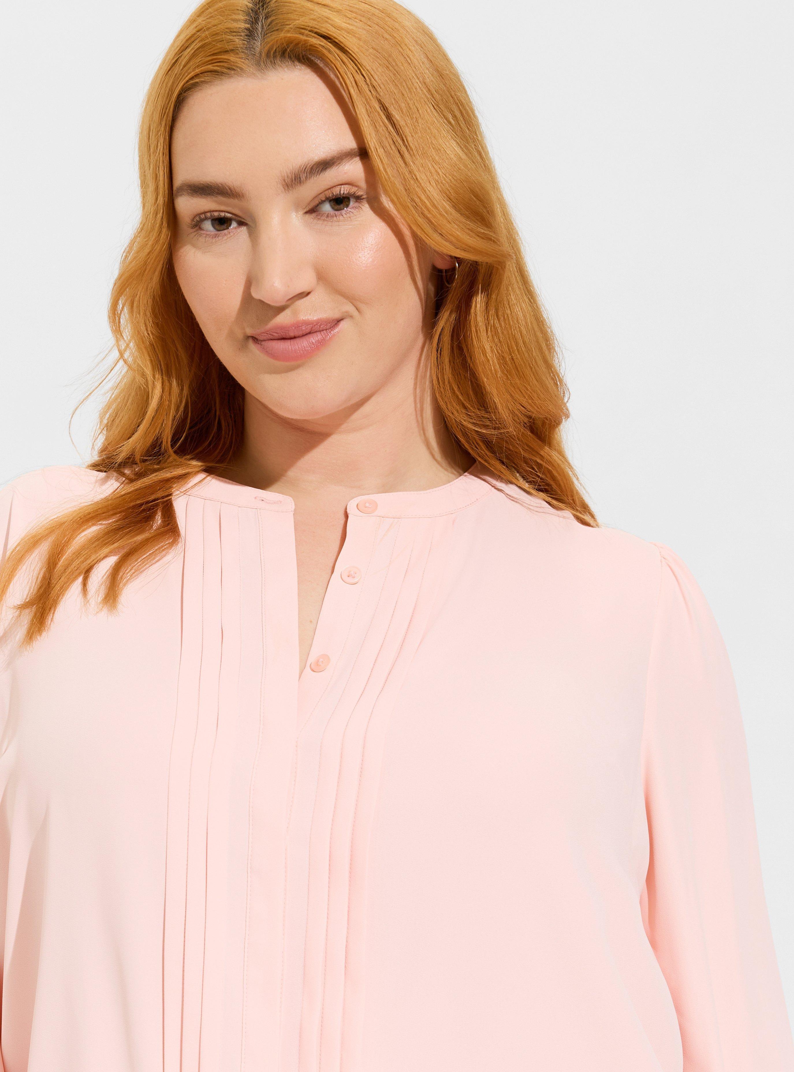 Georgette Pintuck Long Sleeve Blouse, IMPATIENT PINK, alternate