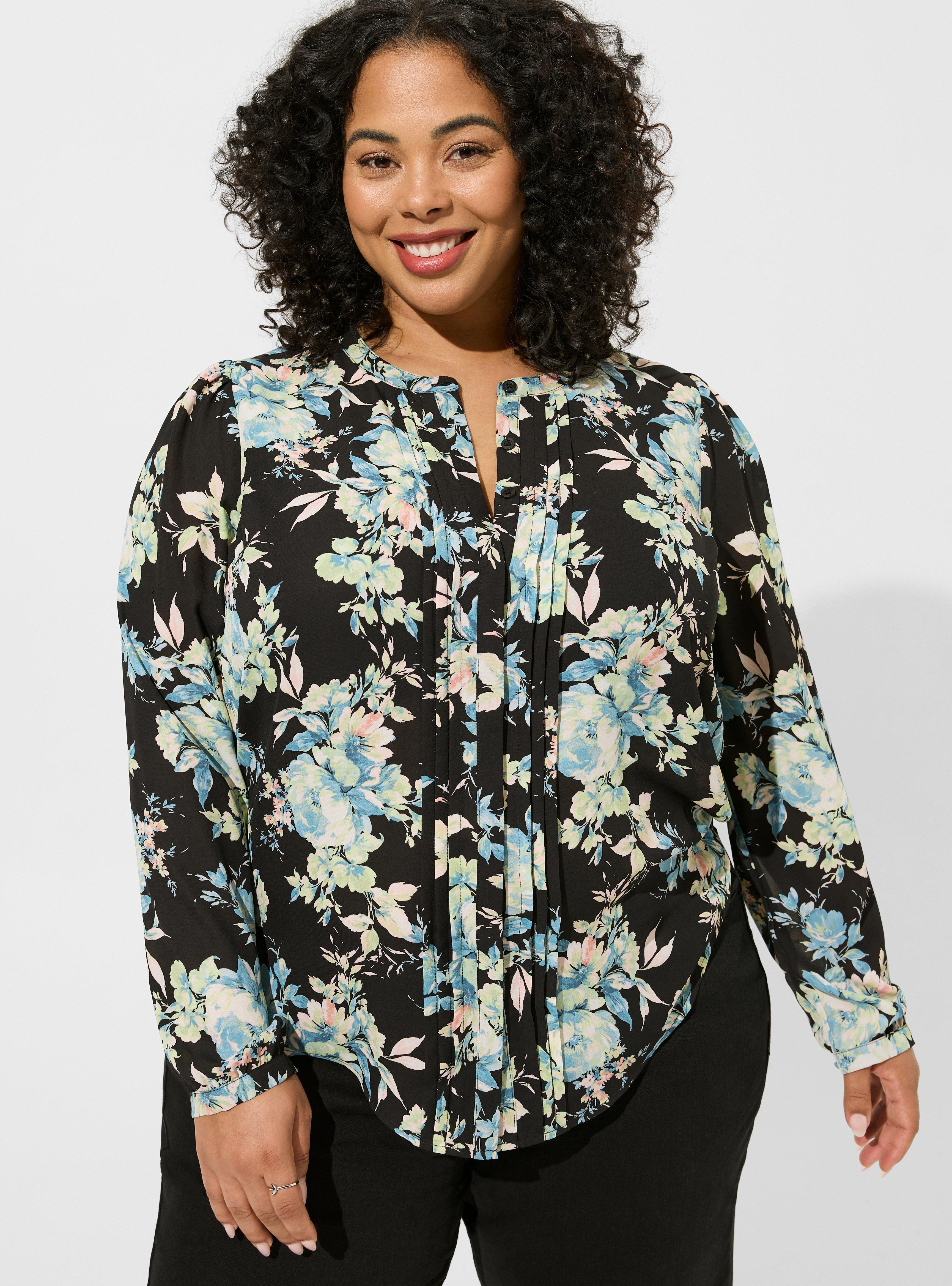 Georgette Pintuck Long Sleeve Blouse