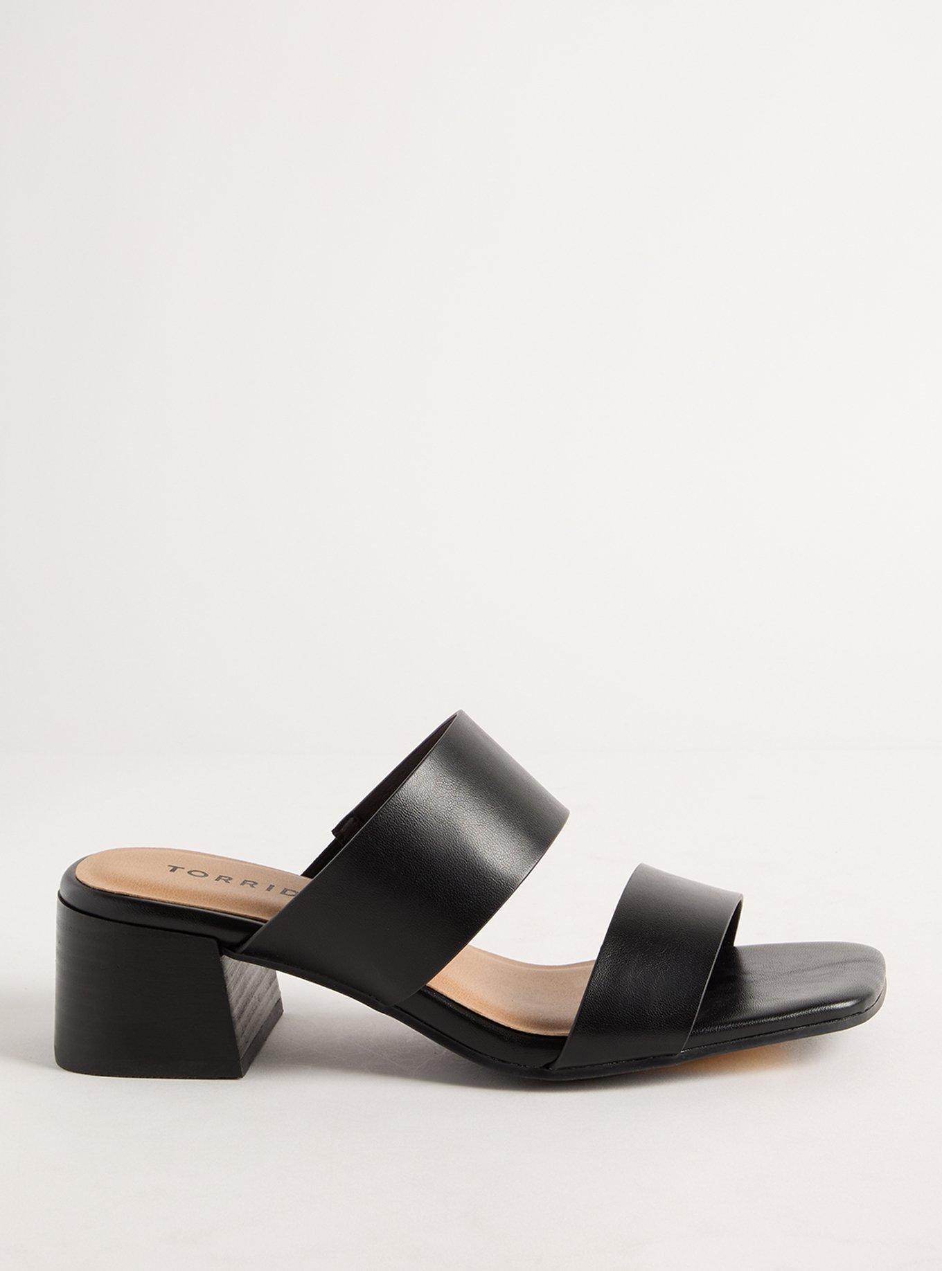 Square Toe Double Band Block Heel Mule (WW)