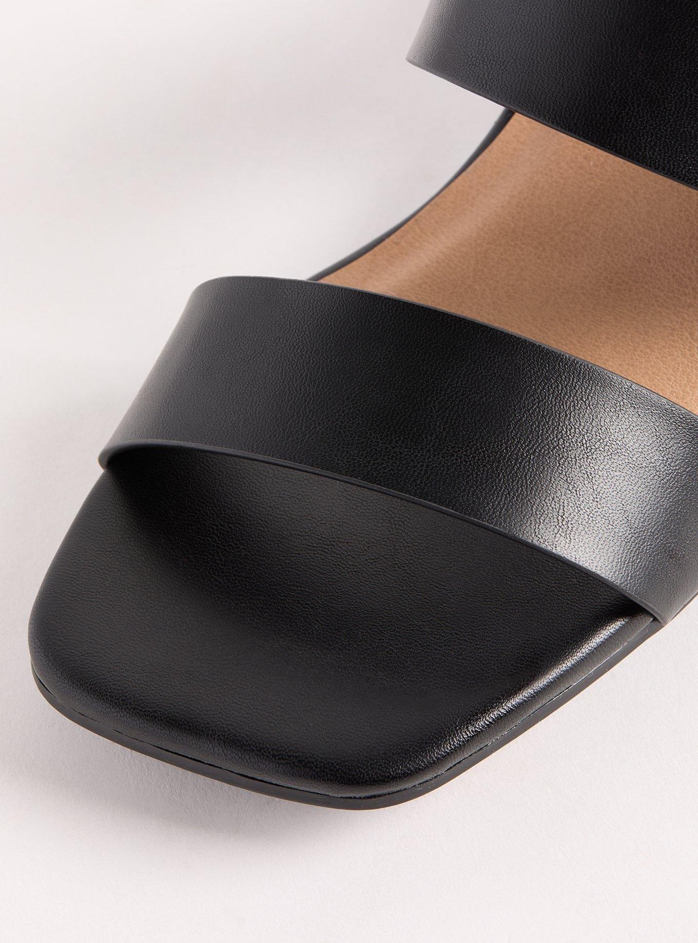 Square Toe Double Band Block Heel Mule (WW)