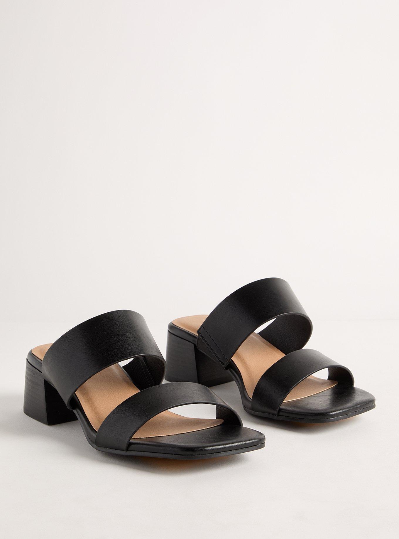 Square Toe Double Band Block Heel Mule (WW)