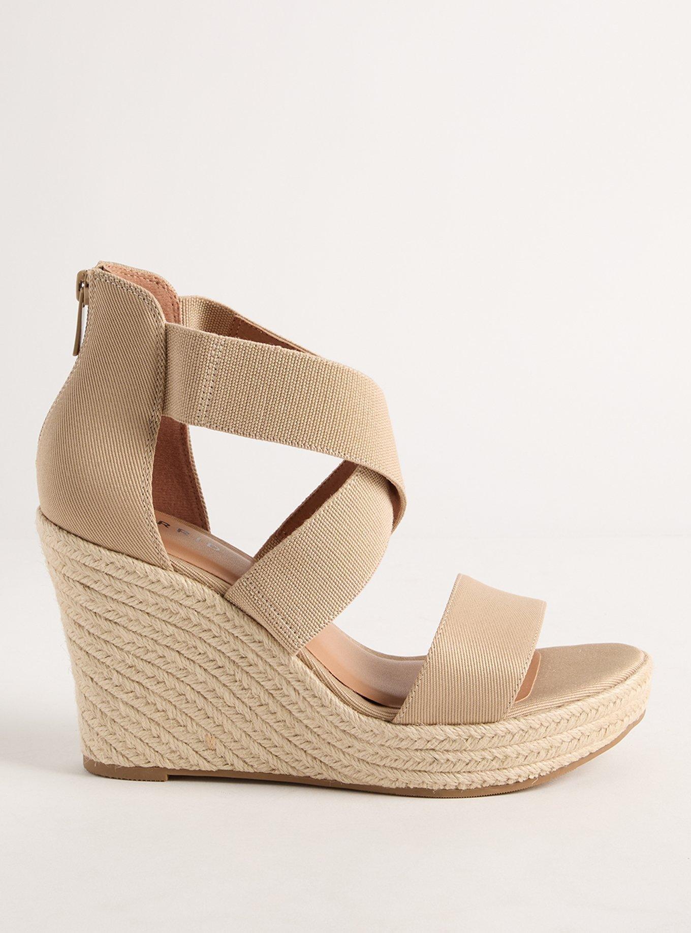 Stretch Crossband Platform Wedge (WW) , TAUPE, alternate