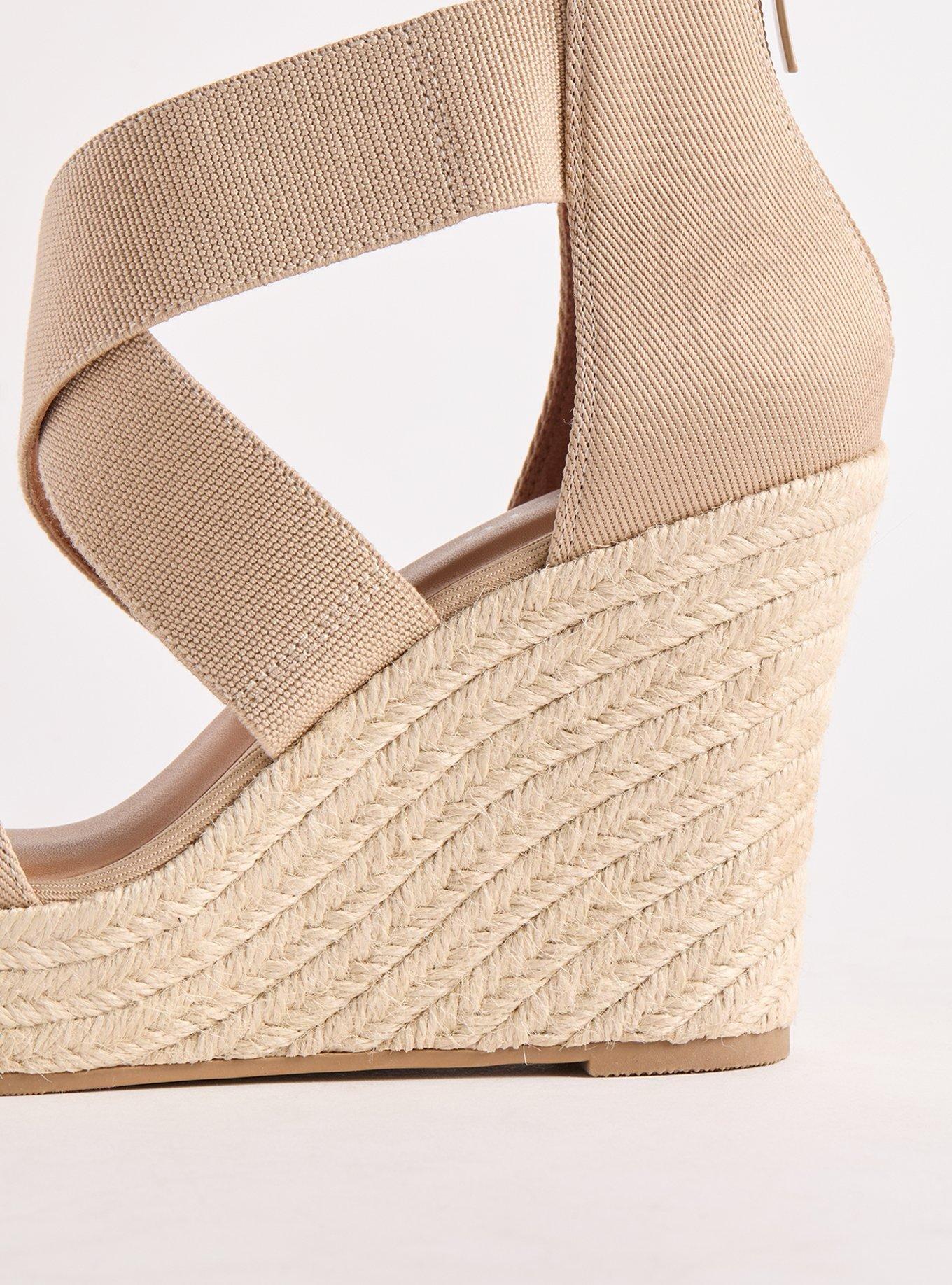 Stretch Crossband Platform Wedge (WW) , TAUPE, alternate