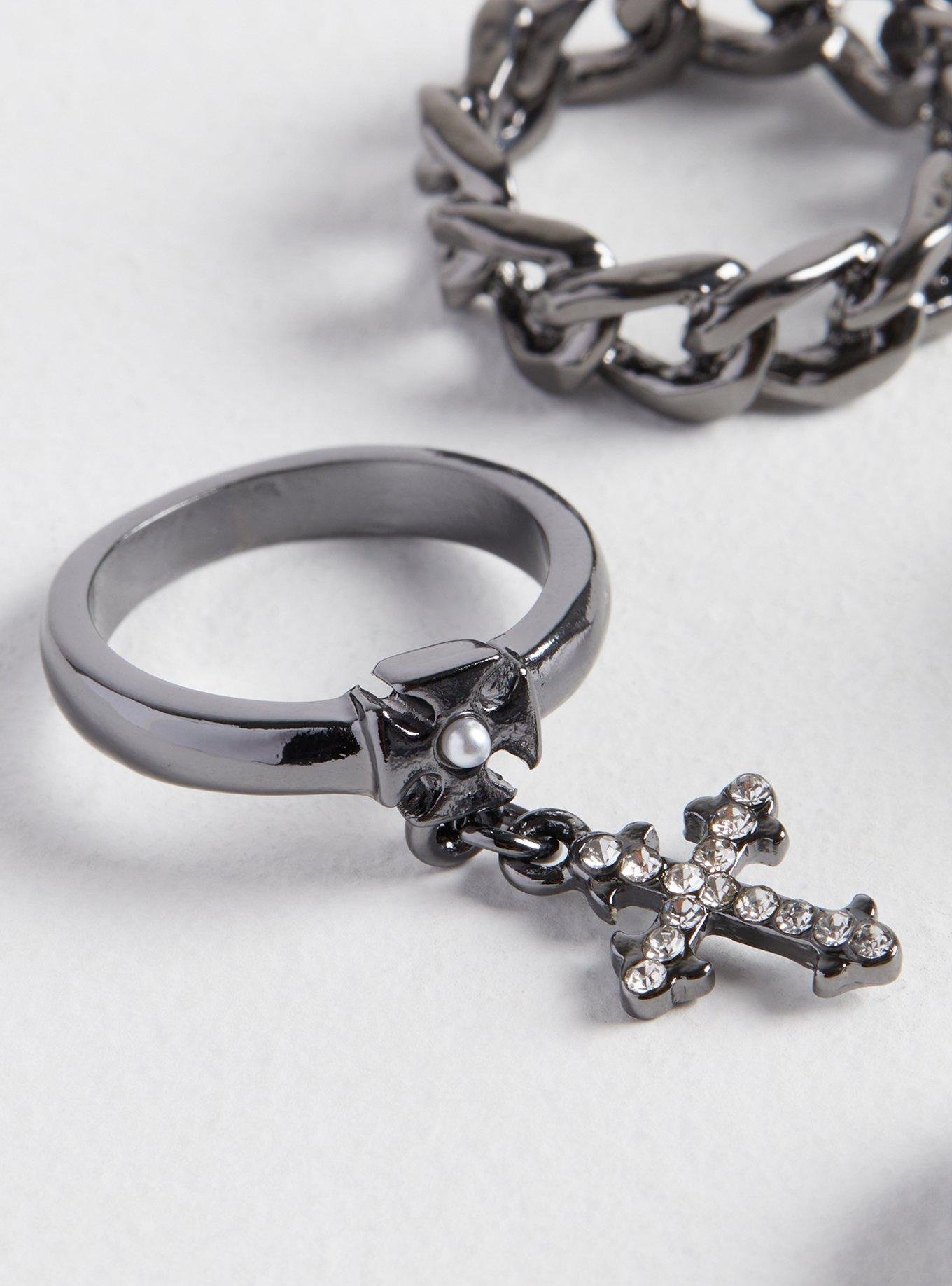 Plus Size - Pave Heart and Cross Ring Set - Torrid