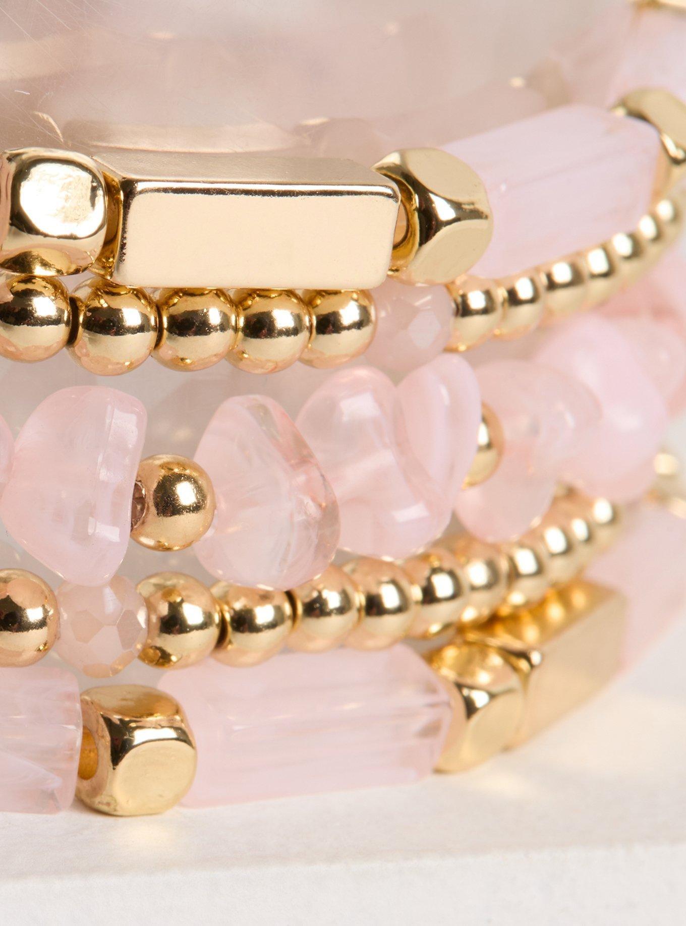 Plus Size Stone Beaded Bracelet Set, GOLD, alternate