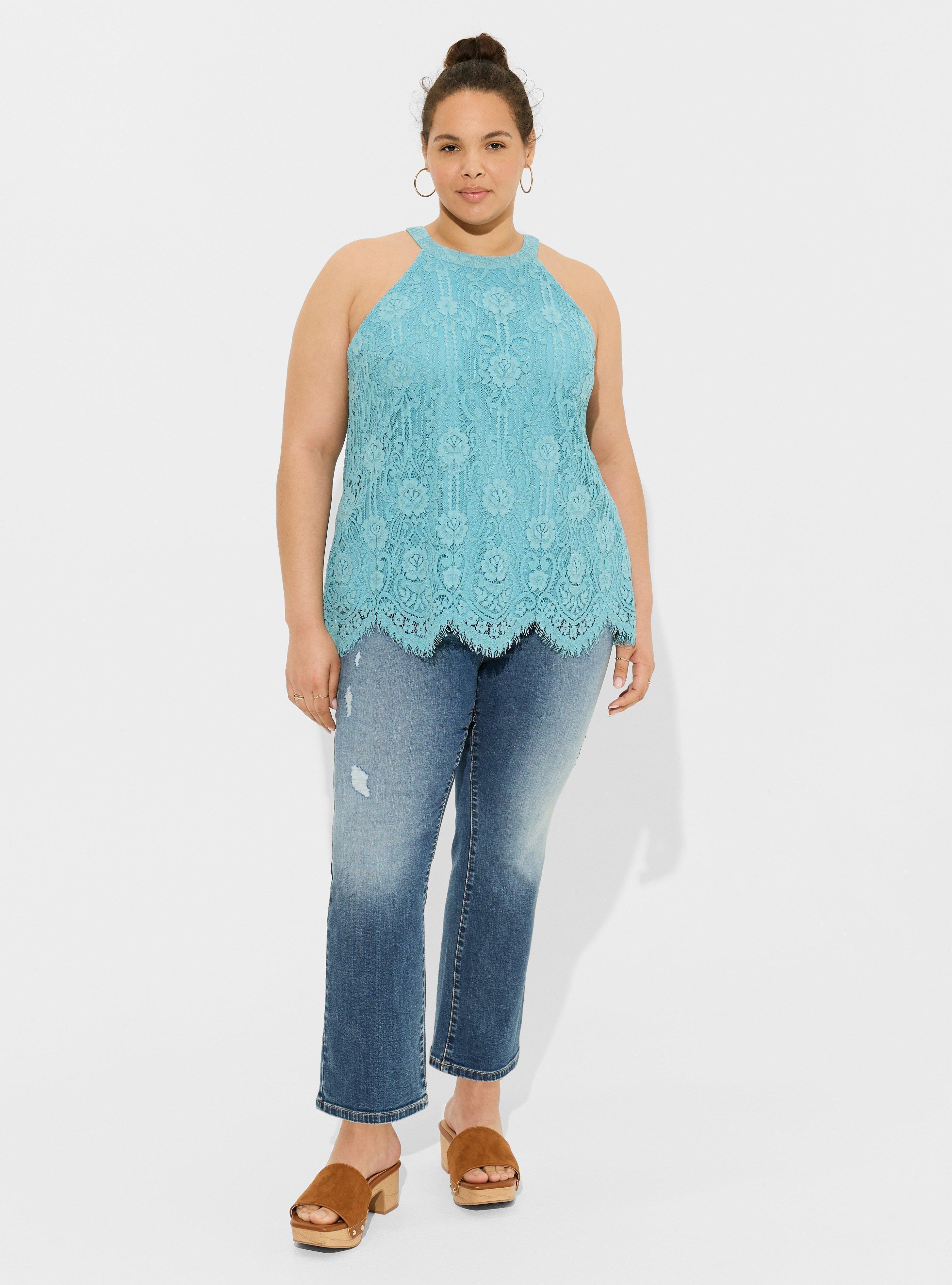 Mixed Lace Goddess Mock Neck Top, STILL WATER, alternate